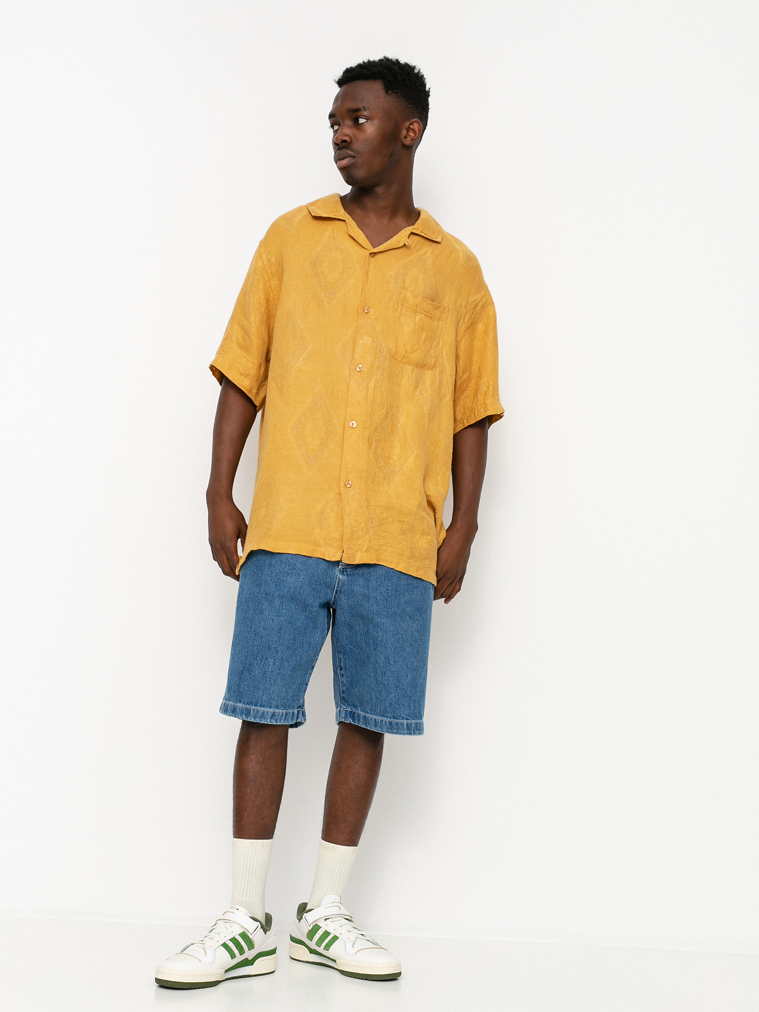 Stussy Diamond Jacquard Linen Shirt (mustard)