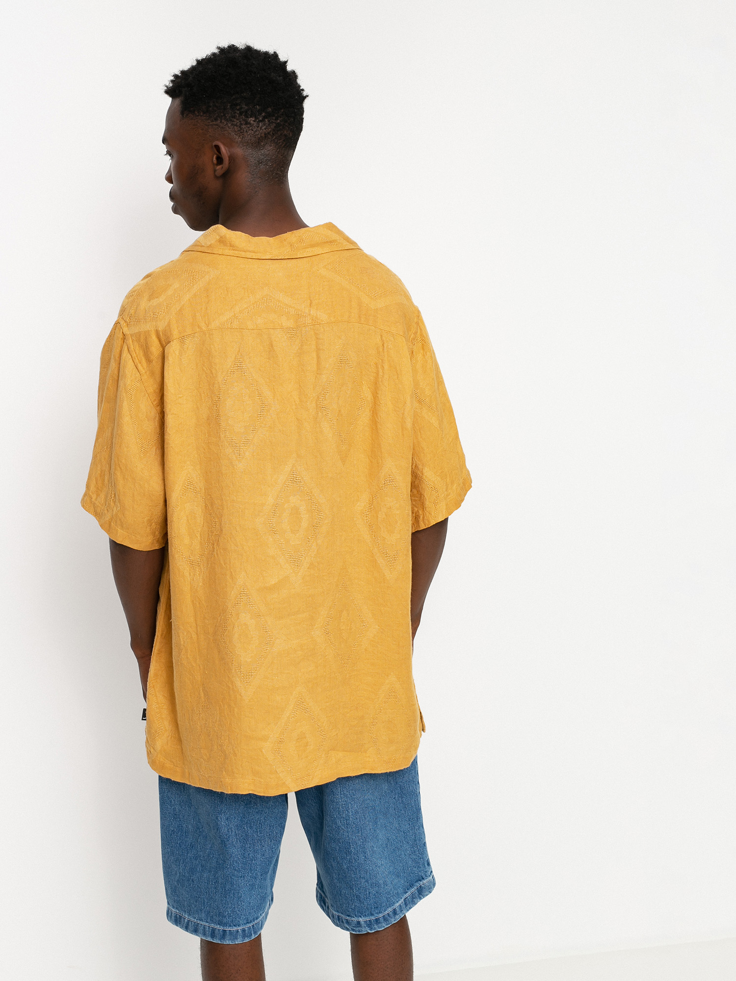Stussy Diamond Jacquard Linen Shirt (mustard)