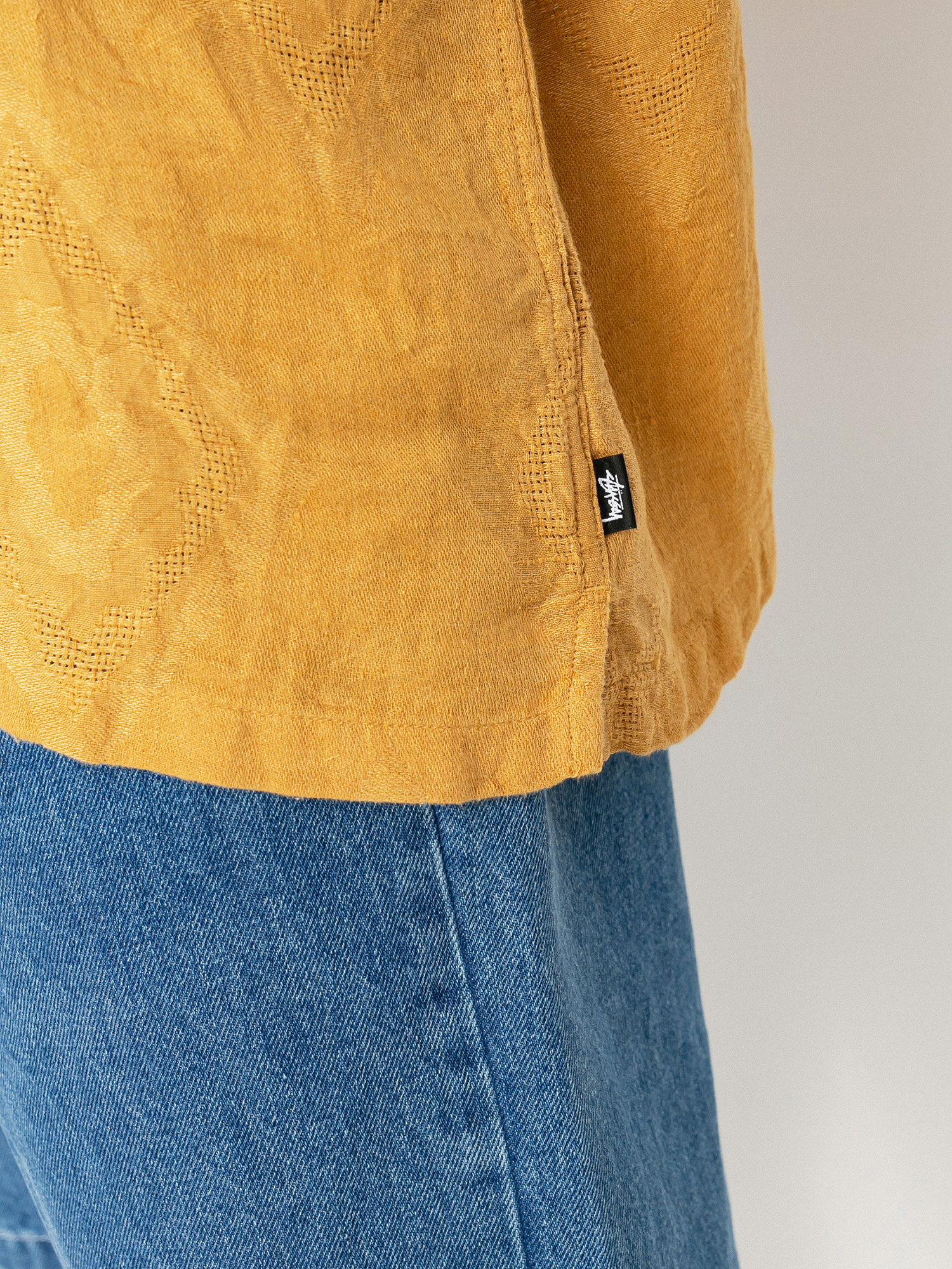 Stussy Diamond Jacquard Linen Shirt (mustard)