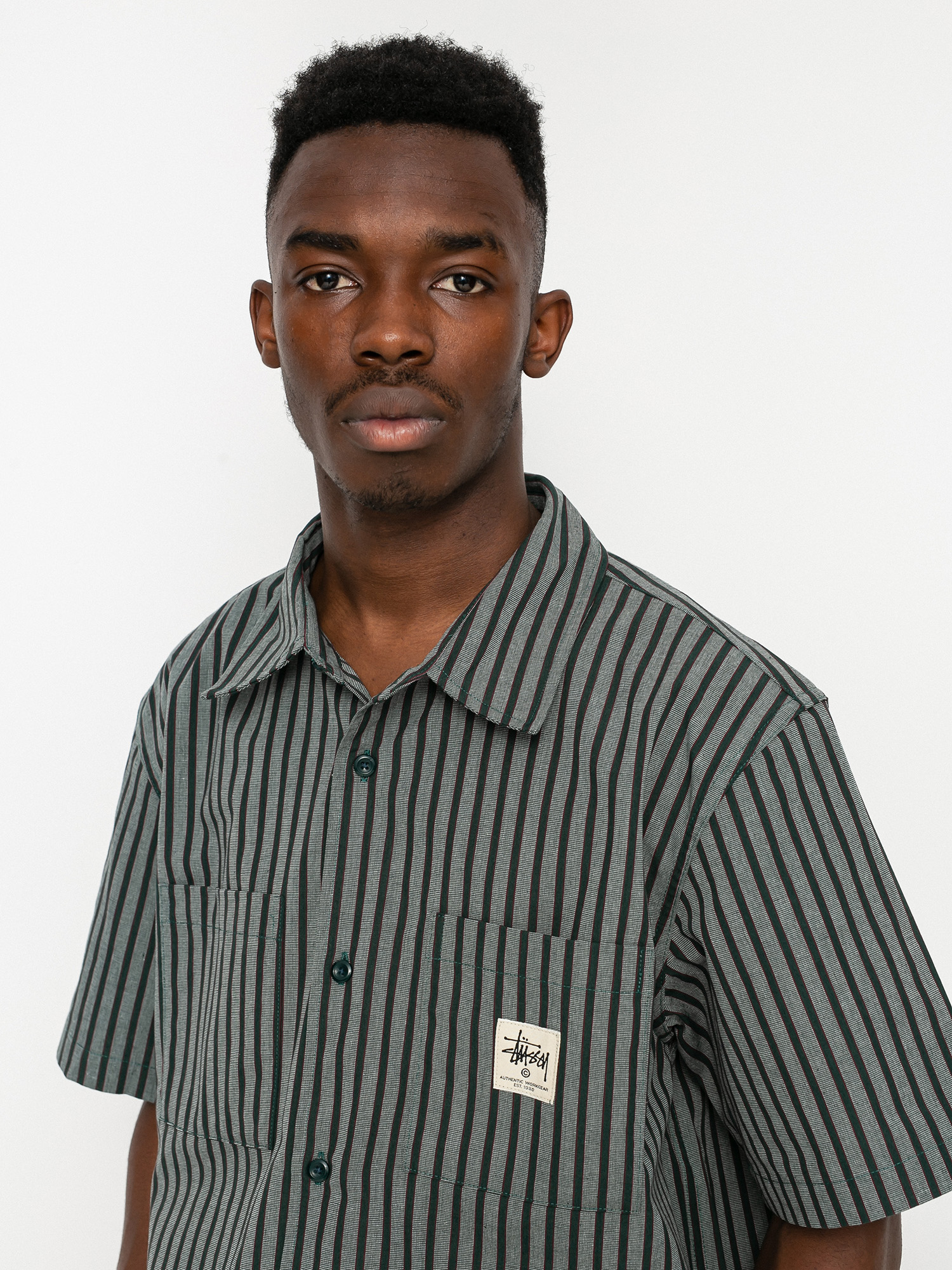 Stussy Striped Garage Shirt - grey (stripe)