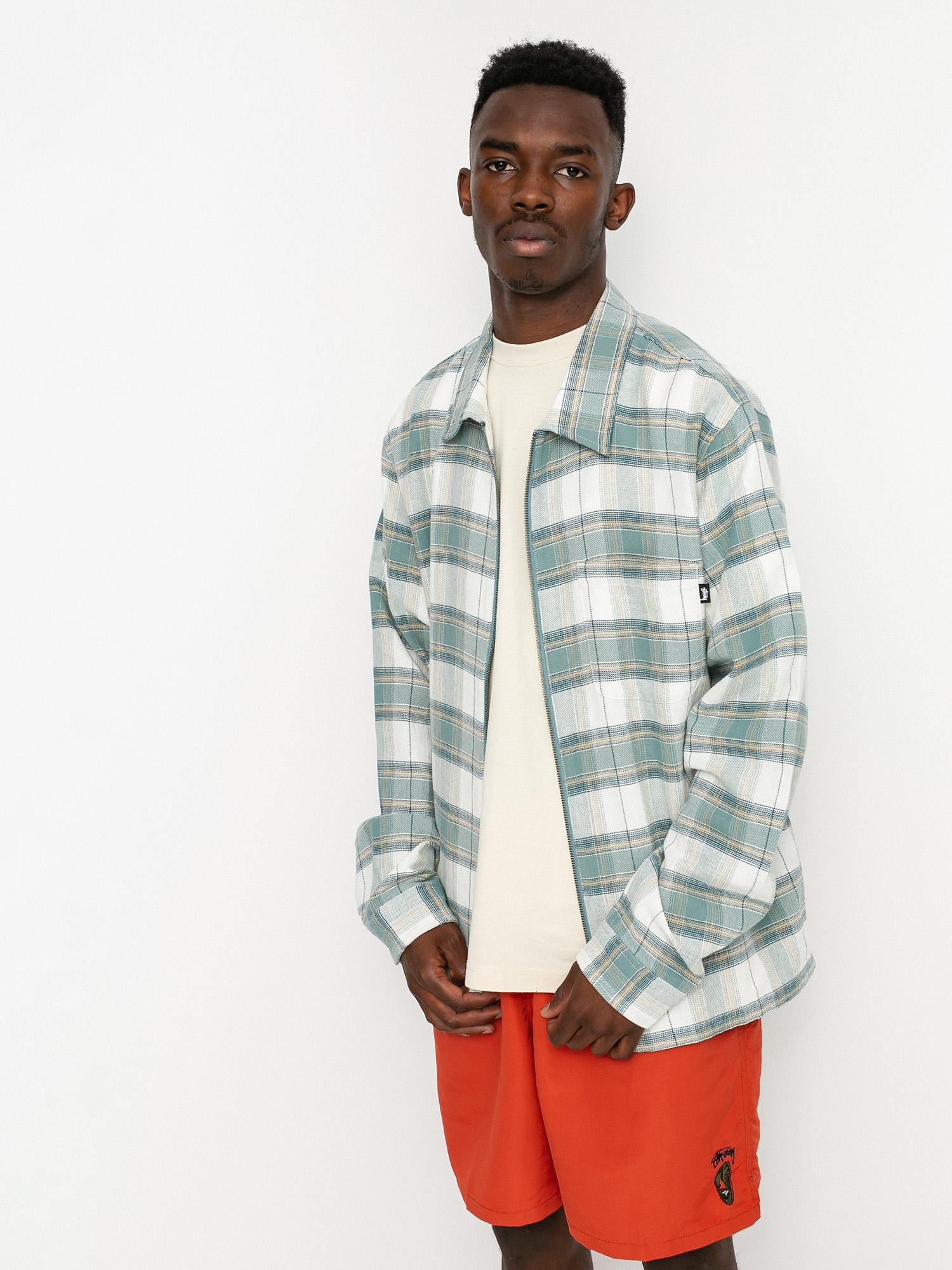 stussy チェック柄長袖ZIPシャツ 楽天市場】ステューシー STUSSY