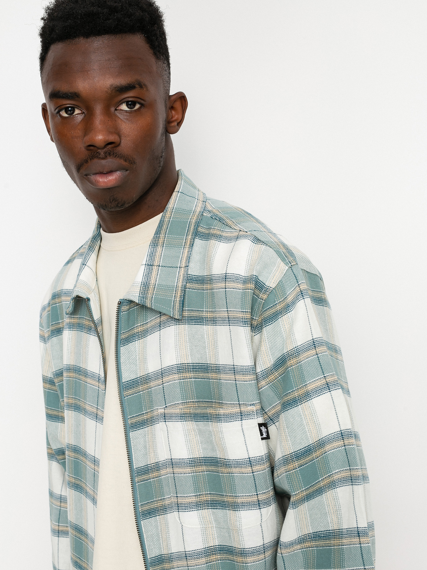 Stussy Heritage Plaid Zip Shirt (green)
