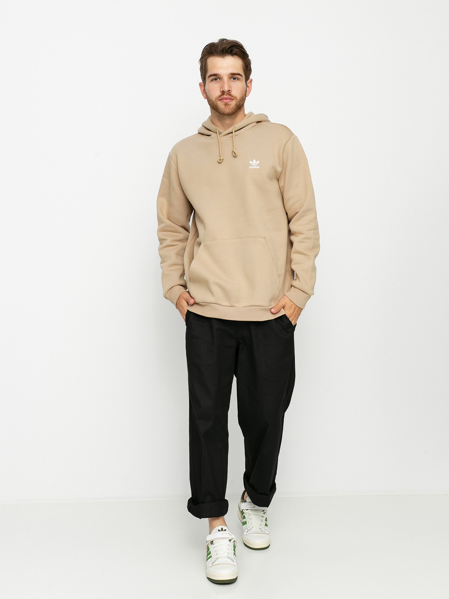 Adidas originals essentials hoodie in beig hot sale