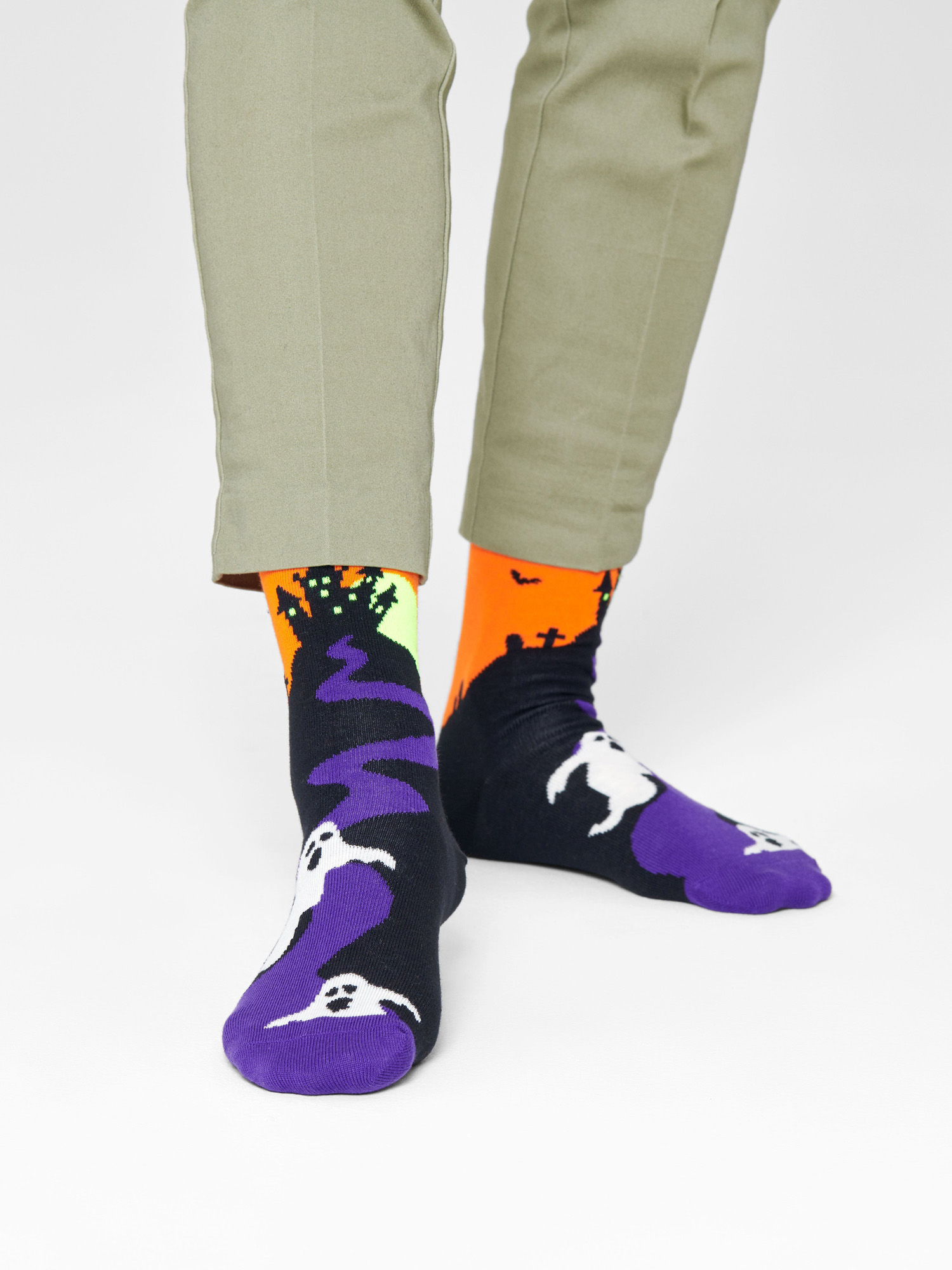 Happy Socks Halloween Ghost Socks (orange/black/purple)