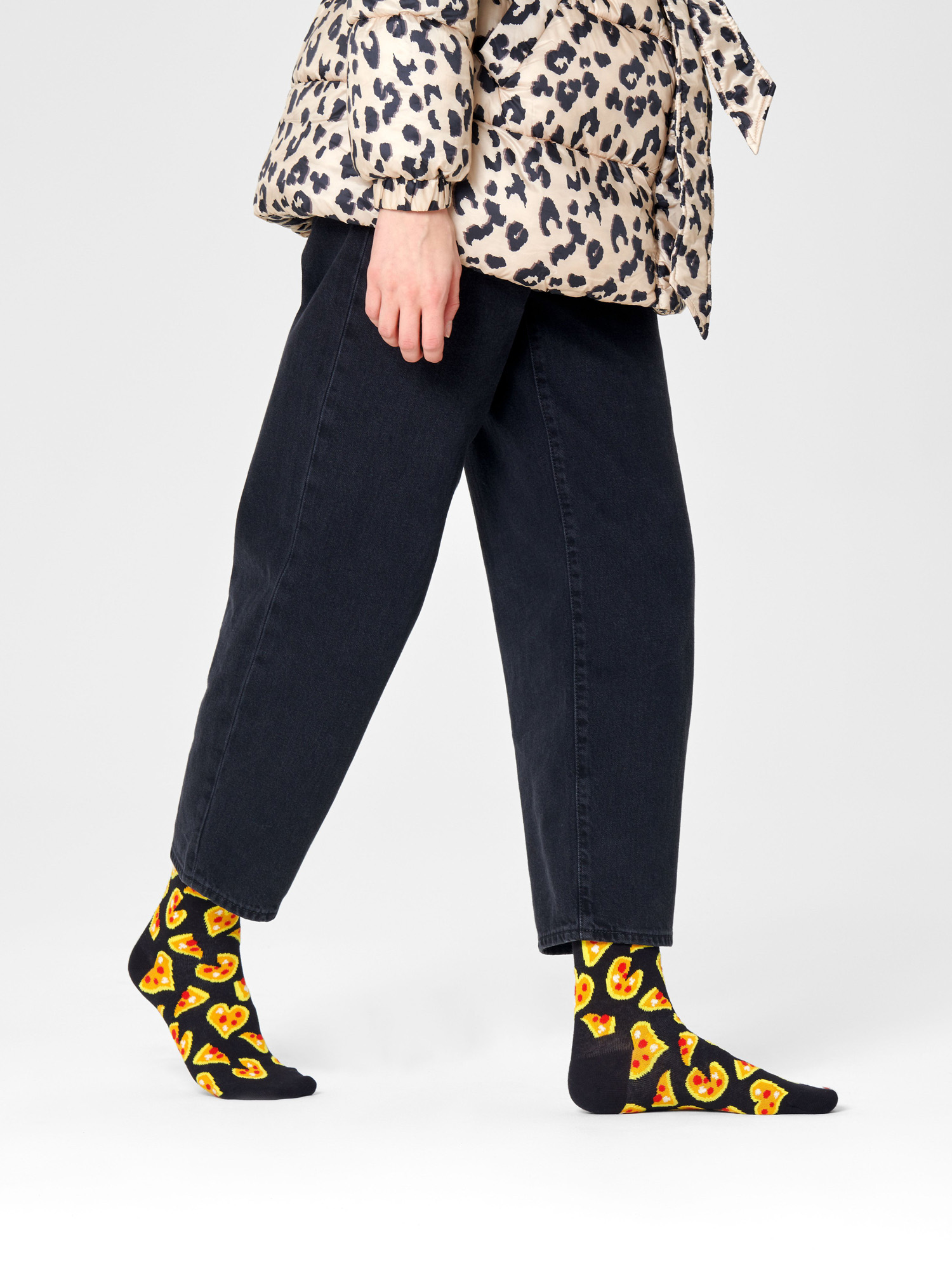 Happy Socks Pizza Love Socken (black/yellow)