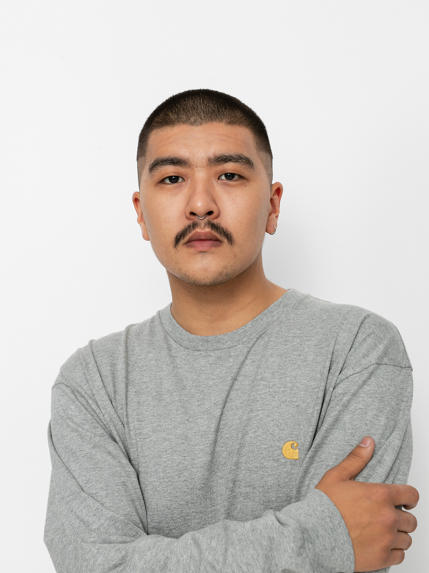 Carhartt WIP Chase Longsleeve (grey heather/gold)