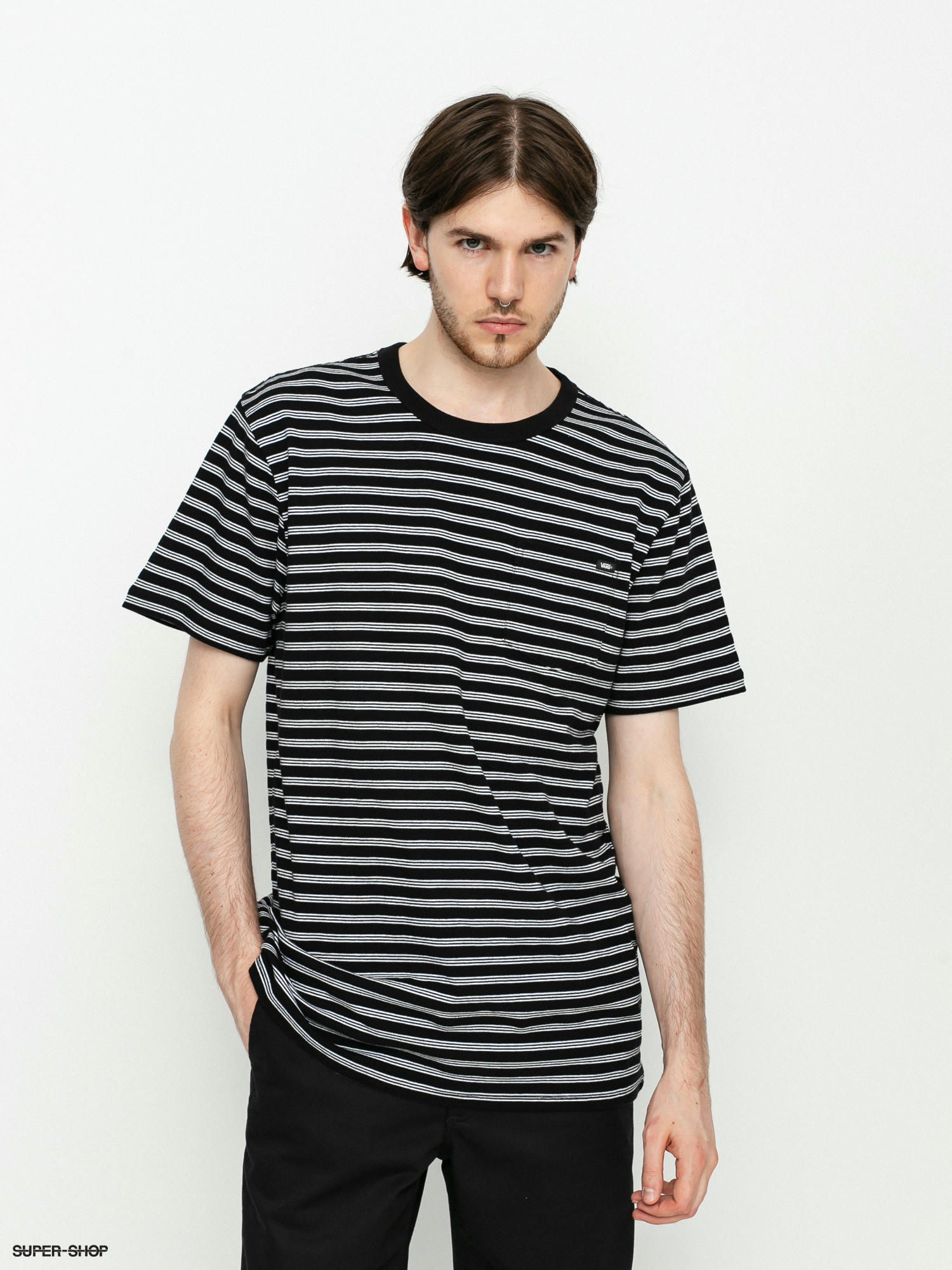 vans black and white striped shirt