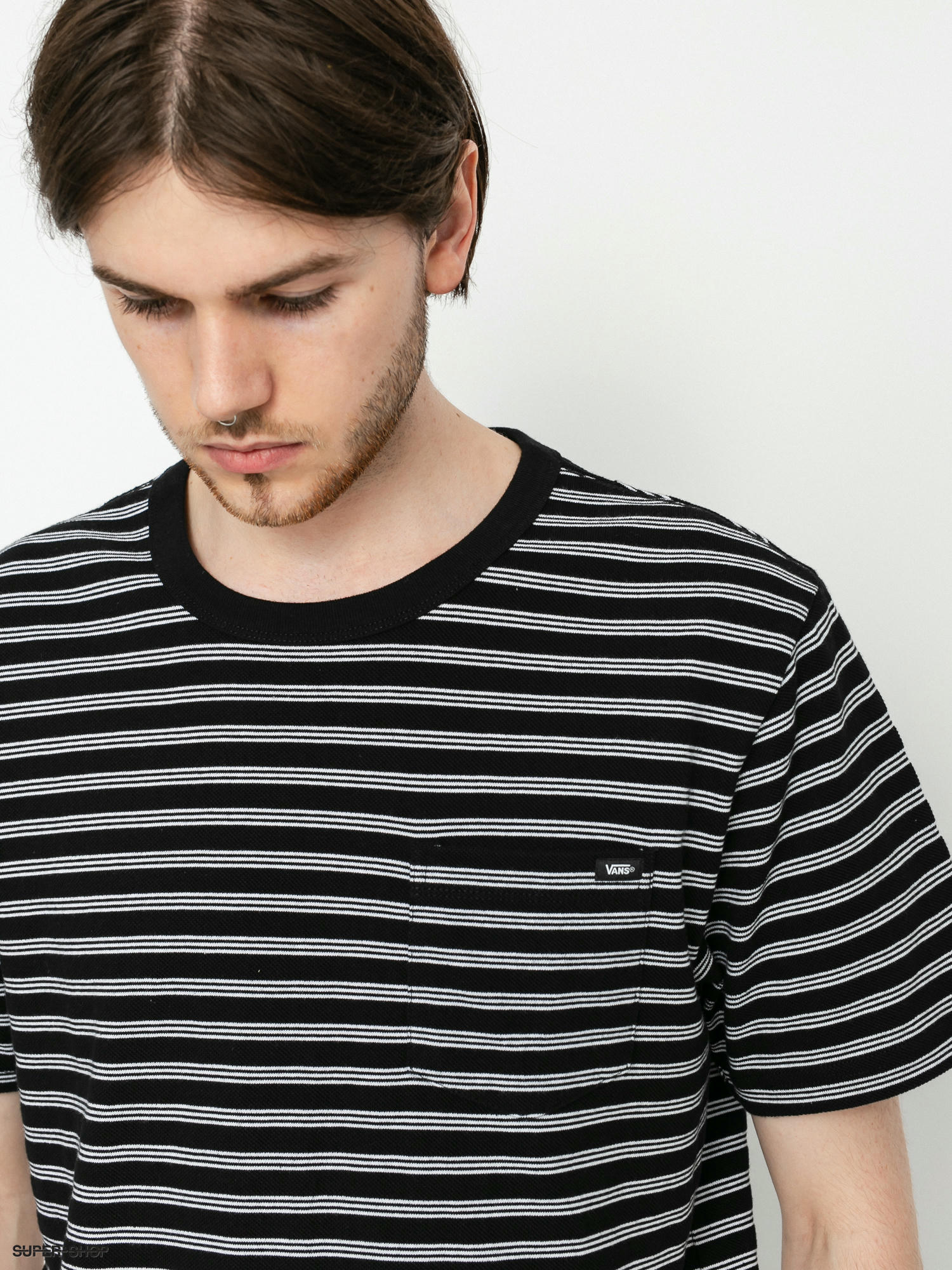 Vans black and white best sale striped shirt