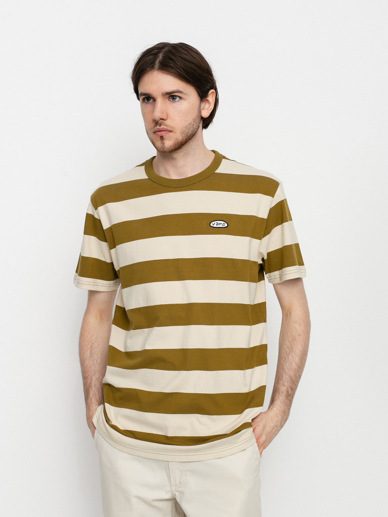 Vans Color Multiplier Stripe Crew T-shirt (nutria/oatmeal)