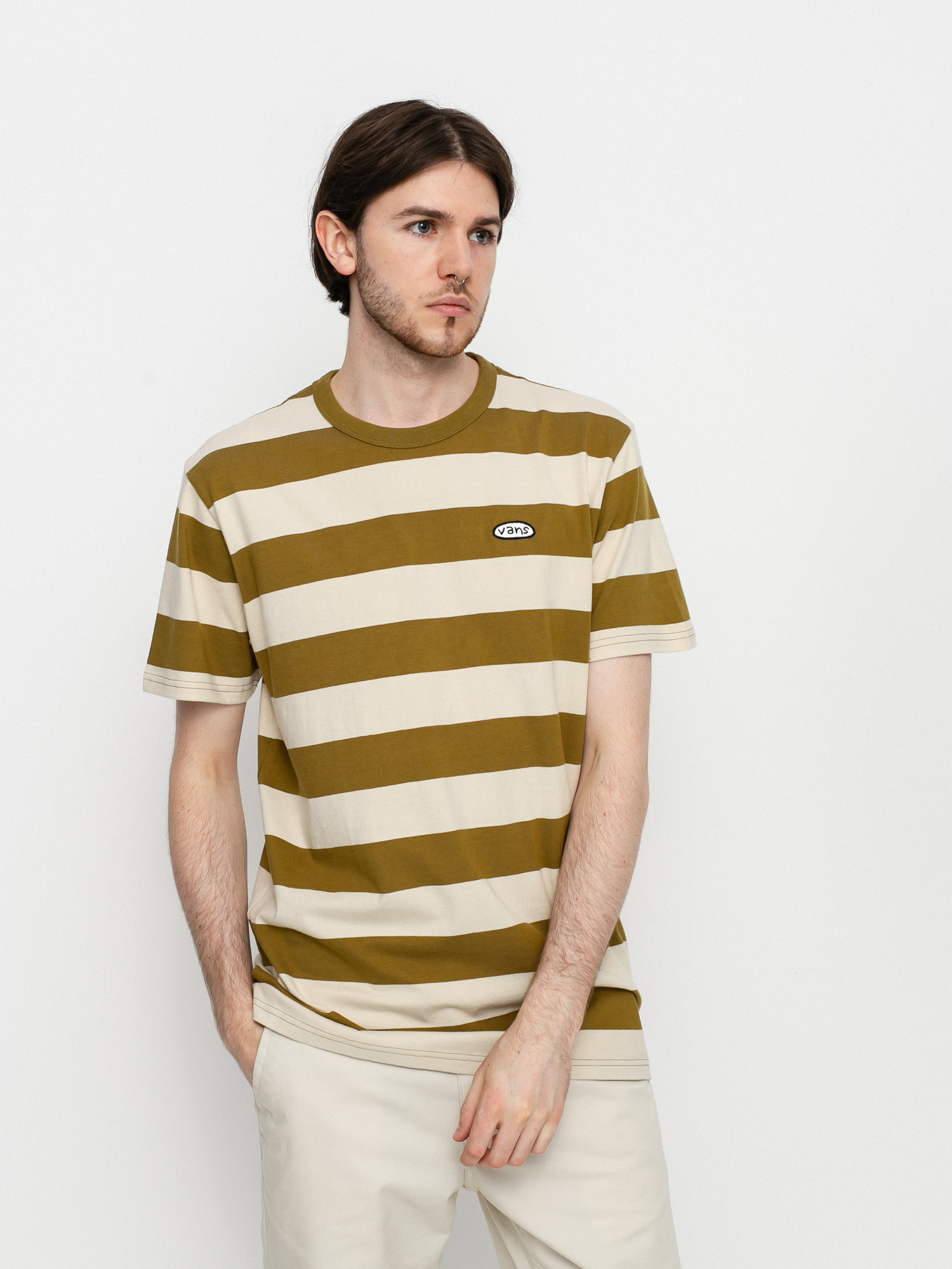 Vans Color Multiplier Stripe Crew T-shirt (nutria/oatmeal)