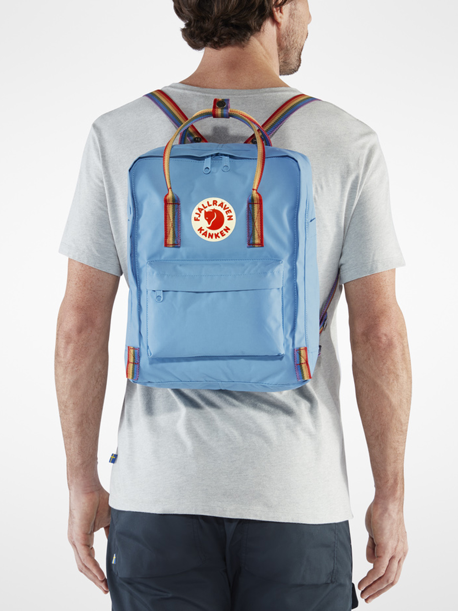 Fjallraven Kanken Rainbow Backpack (air blue/rainbow pattern)