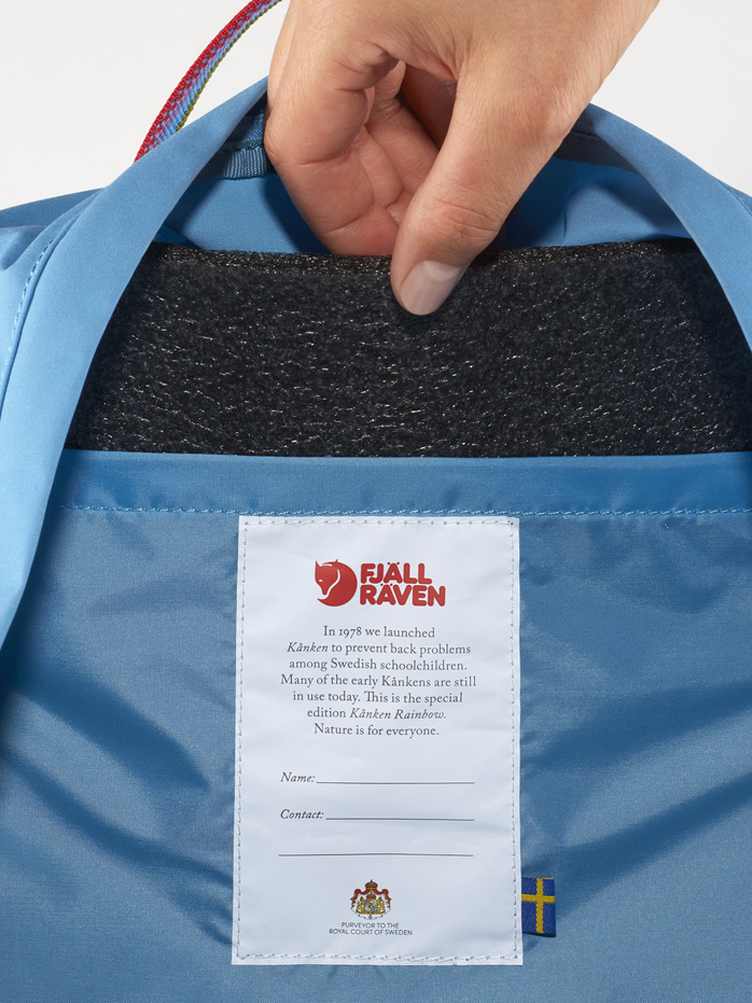 Fjallraven Kanken Rainbow Backpack (air blue/rainbow pattern)