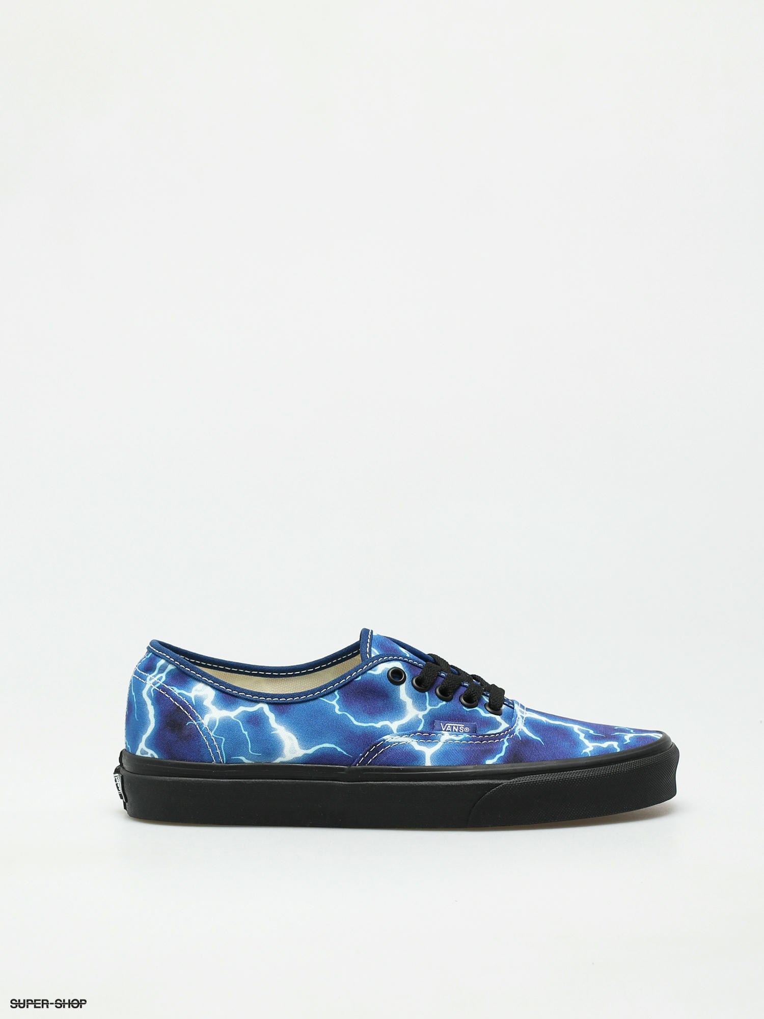 black and blue low top vans