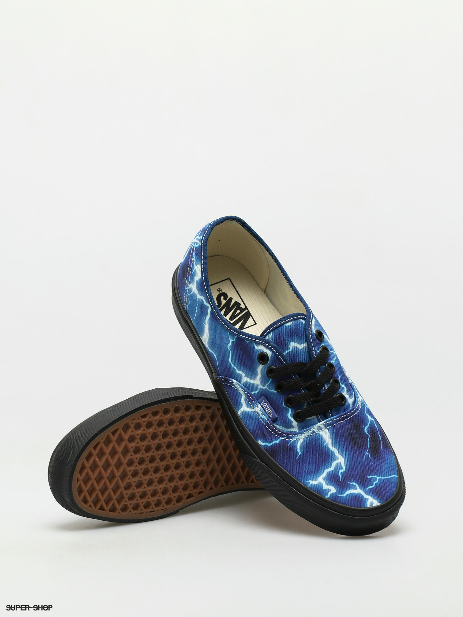 Vans Authentic Lightning Black/Blue Men's Classic Skate Shoes Size 11