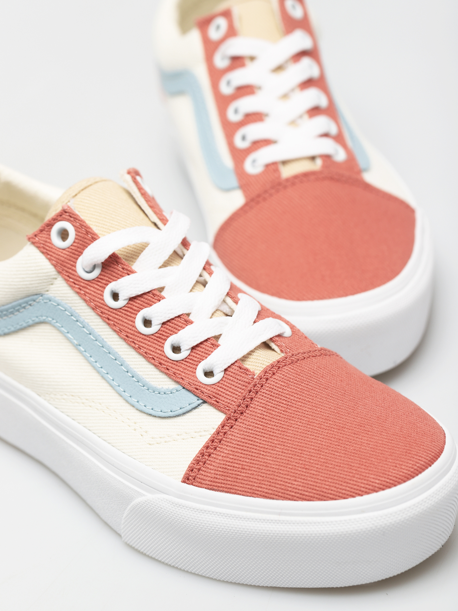 Vans Old Skool Platform Shoes (twill/pastel block/trwht)