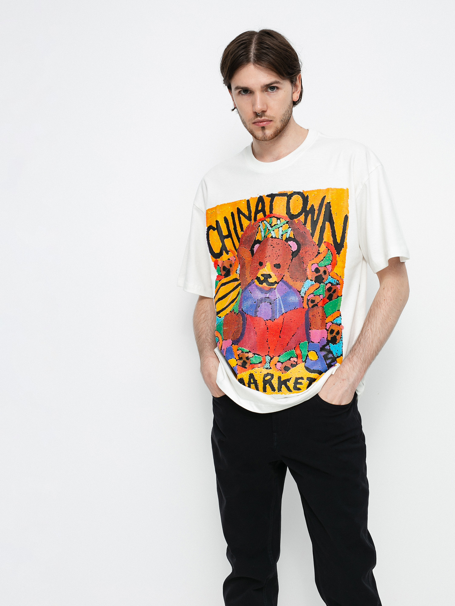 Chinatown Market Dunking Bear Watercolor T-Shirt (cream)