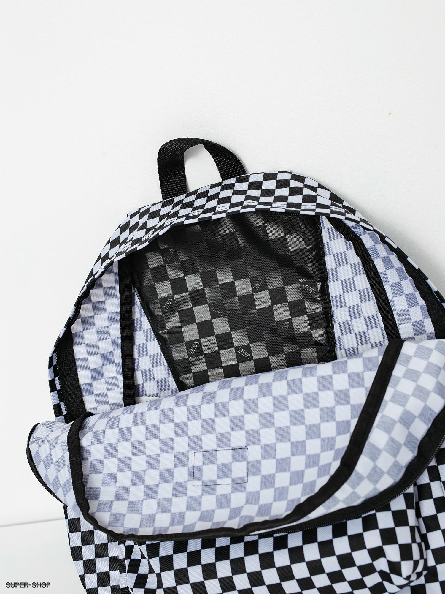 vans black and white backpack