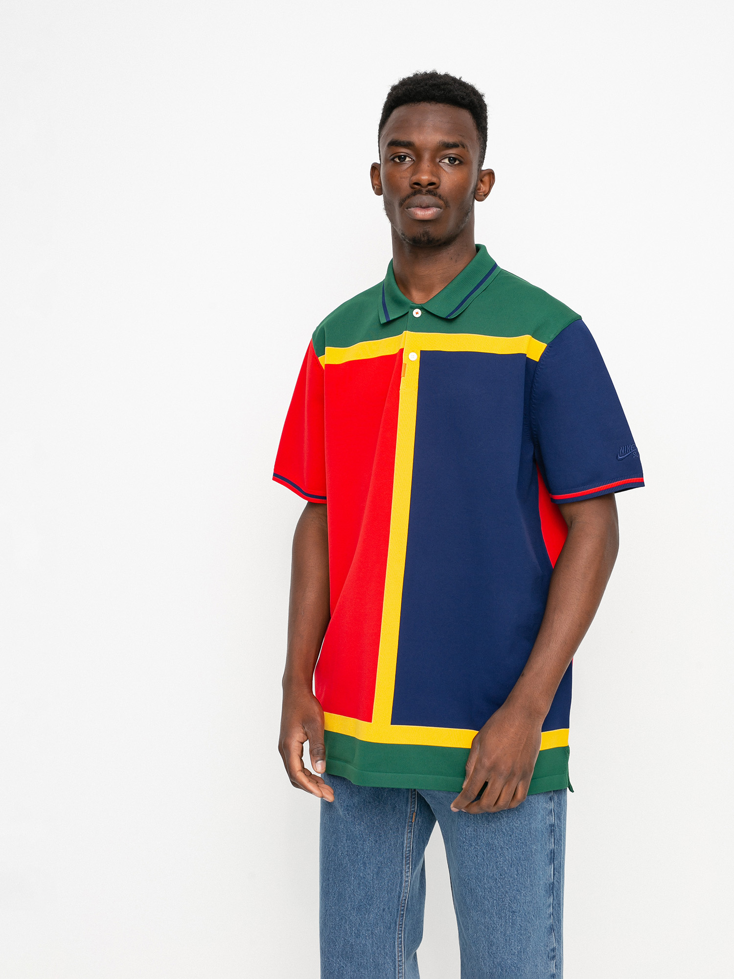 Nike SB SB Court Polo t-shirt (binary blue/university red/binary blue)