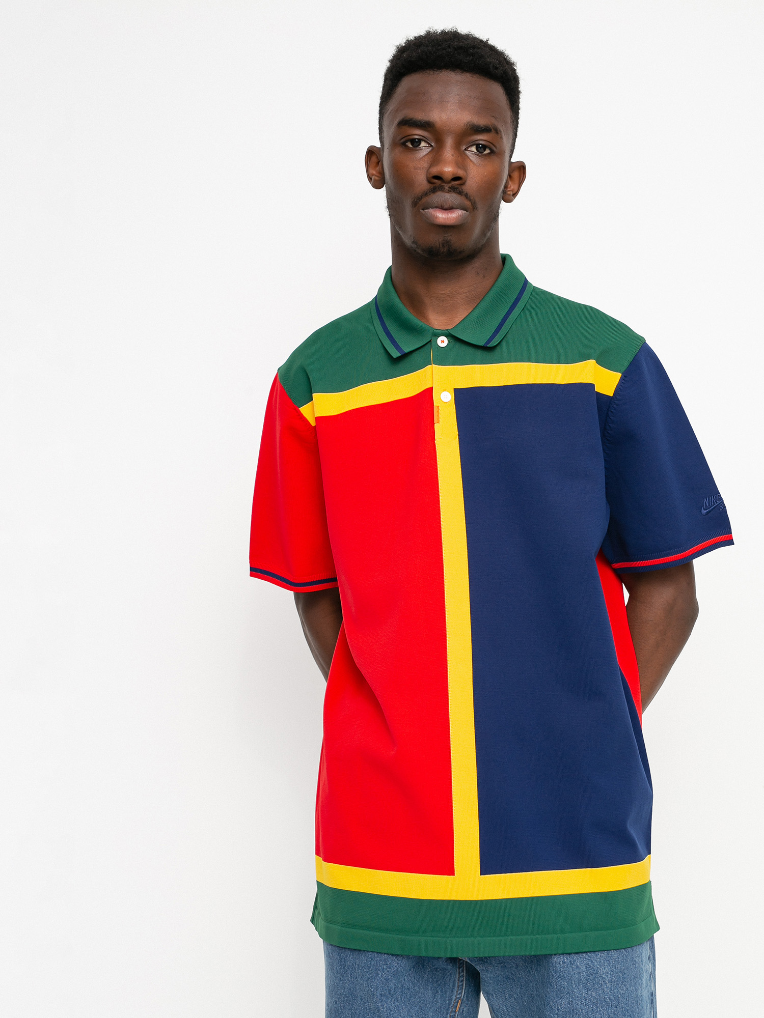 Nike SB SB Court Polo t-shirt (binary blue/university red/binary blue)
