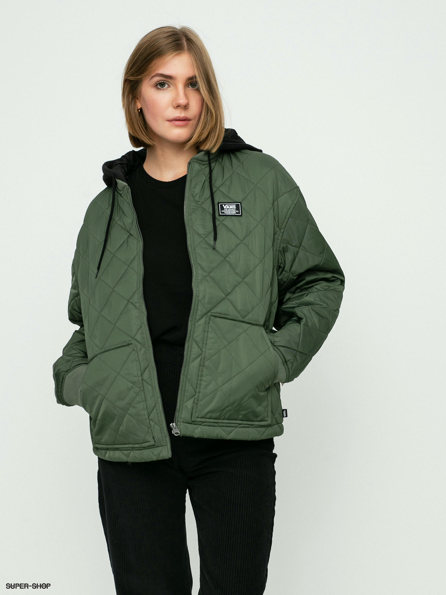 vans boom boom 66 hooded bomber jacket in black