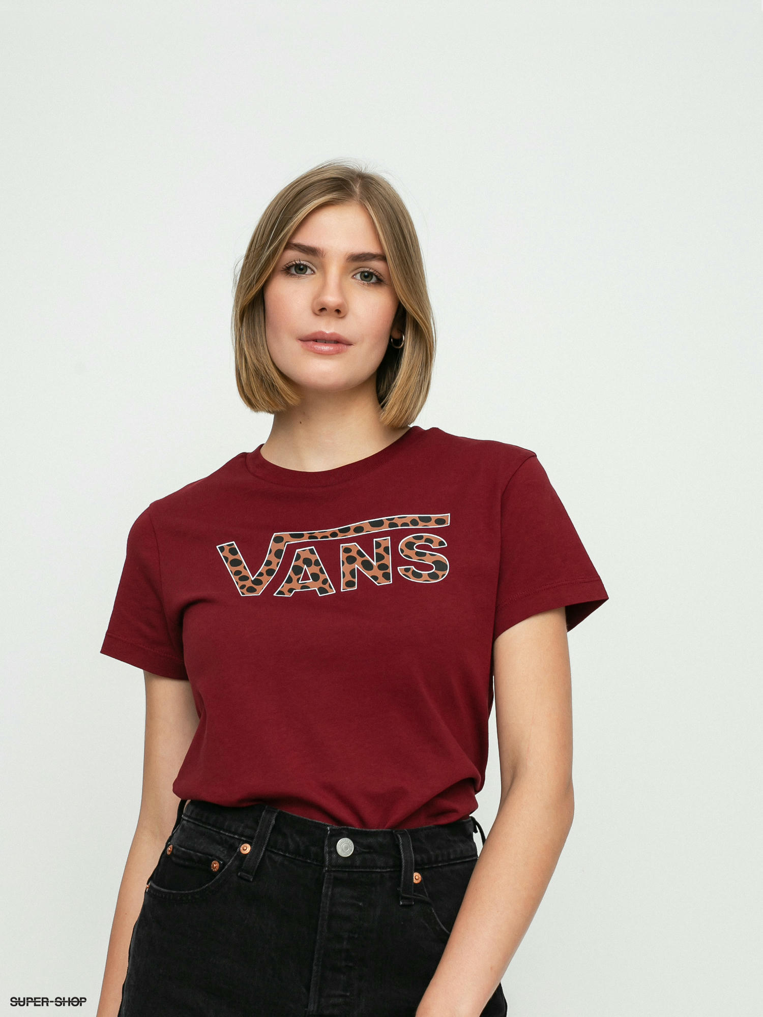 women's burgundy vans t shirt