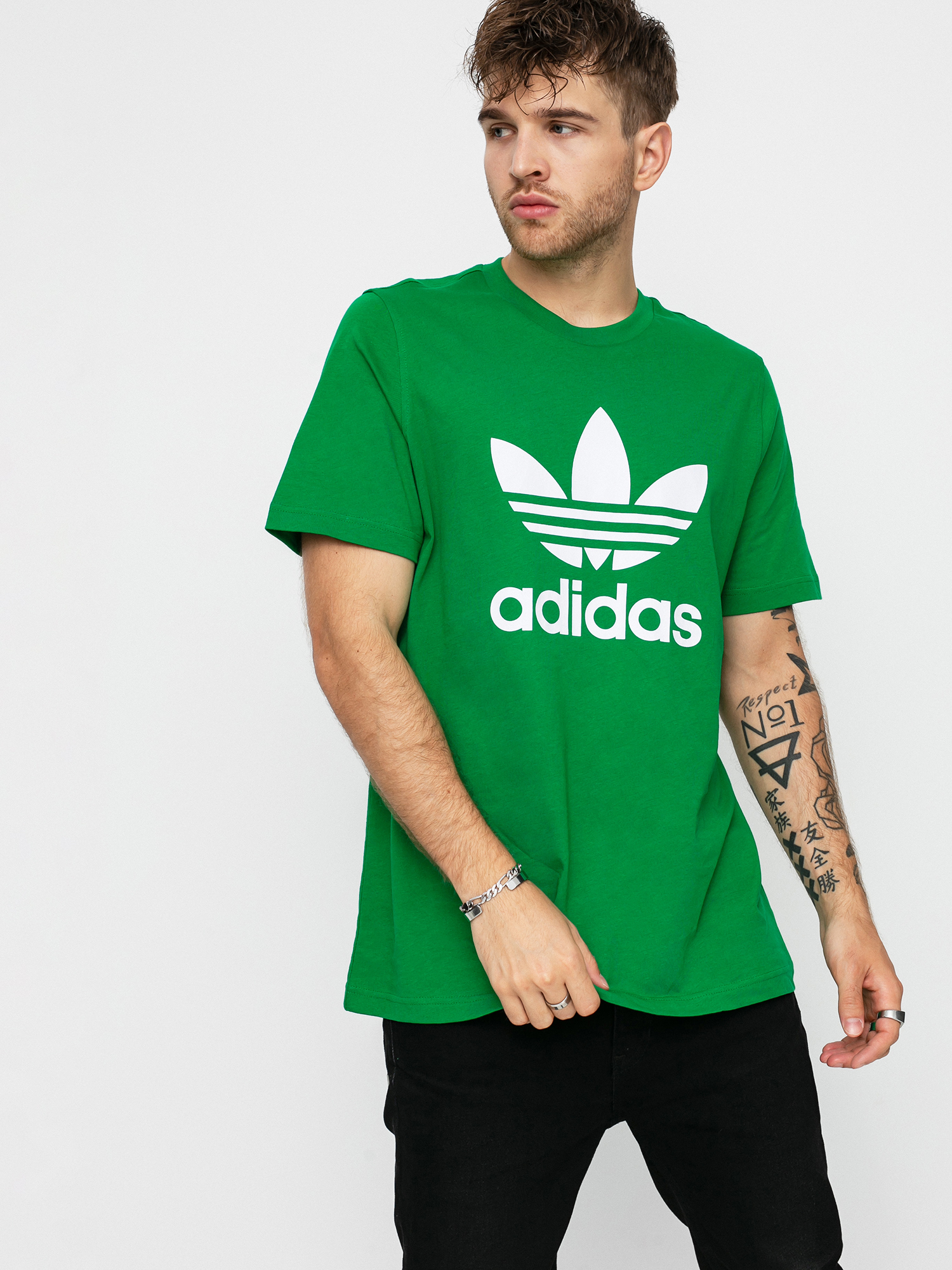 adidas white and green t shirt