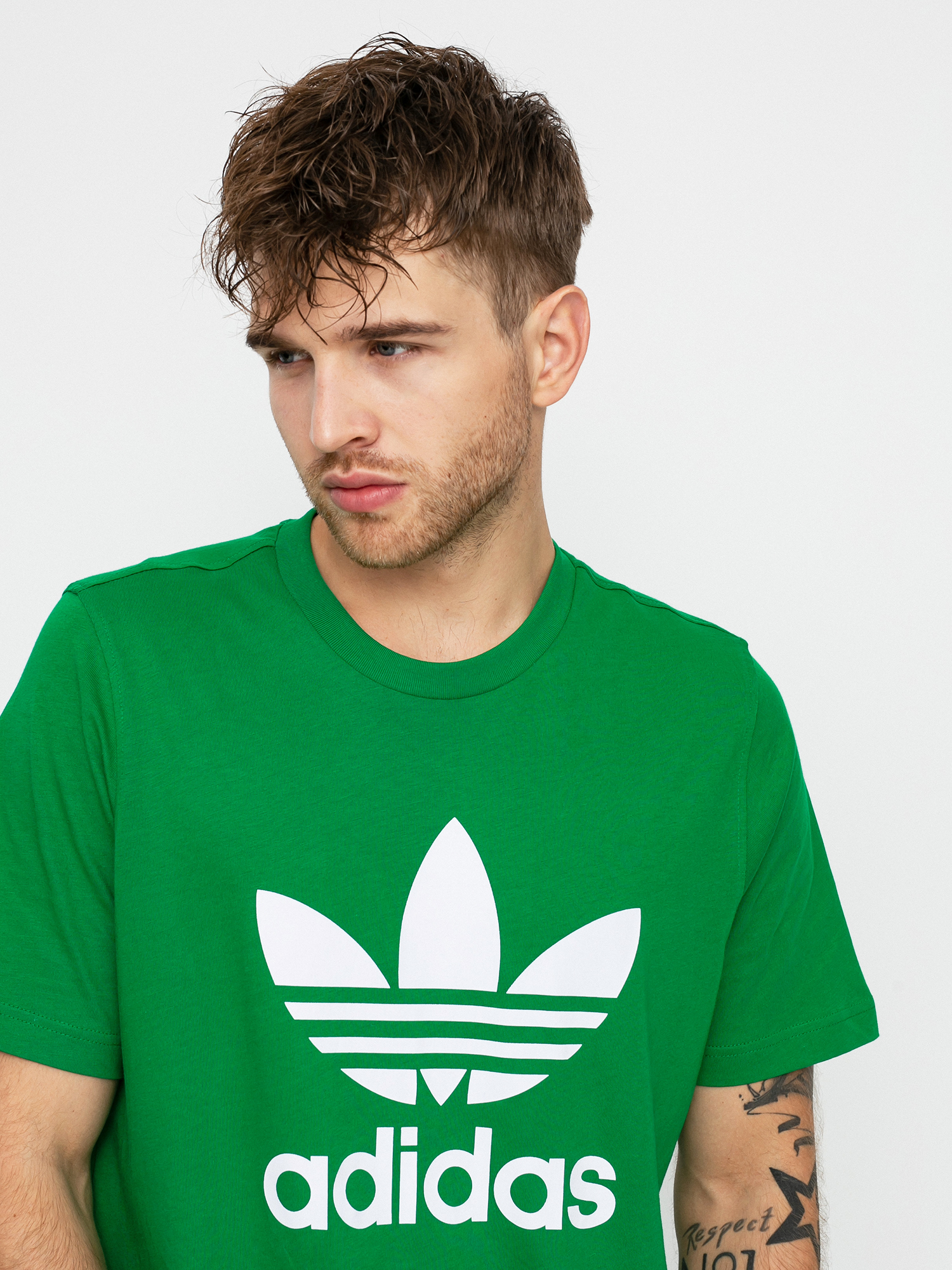 adidas white and green t shirt
