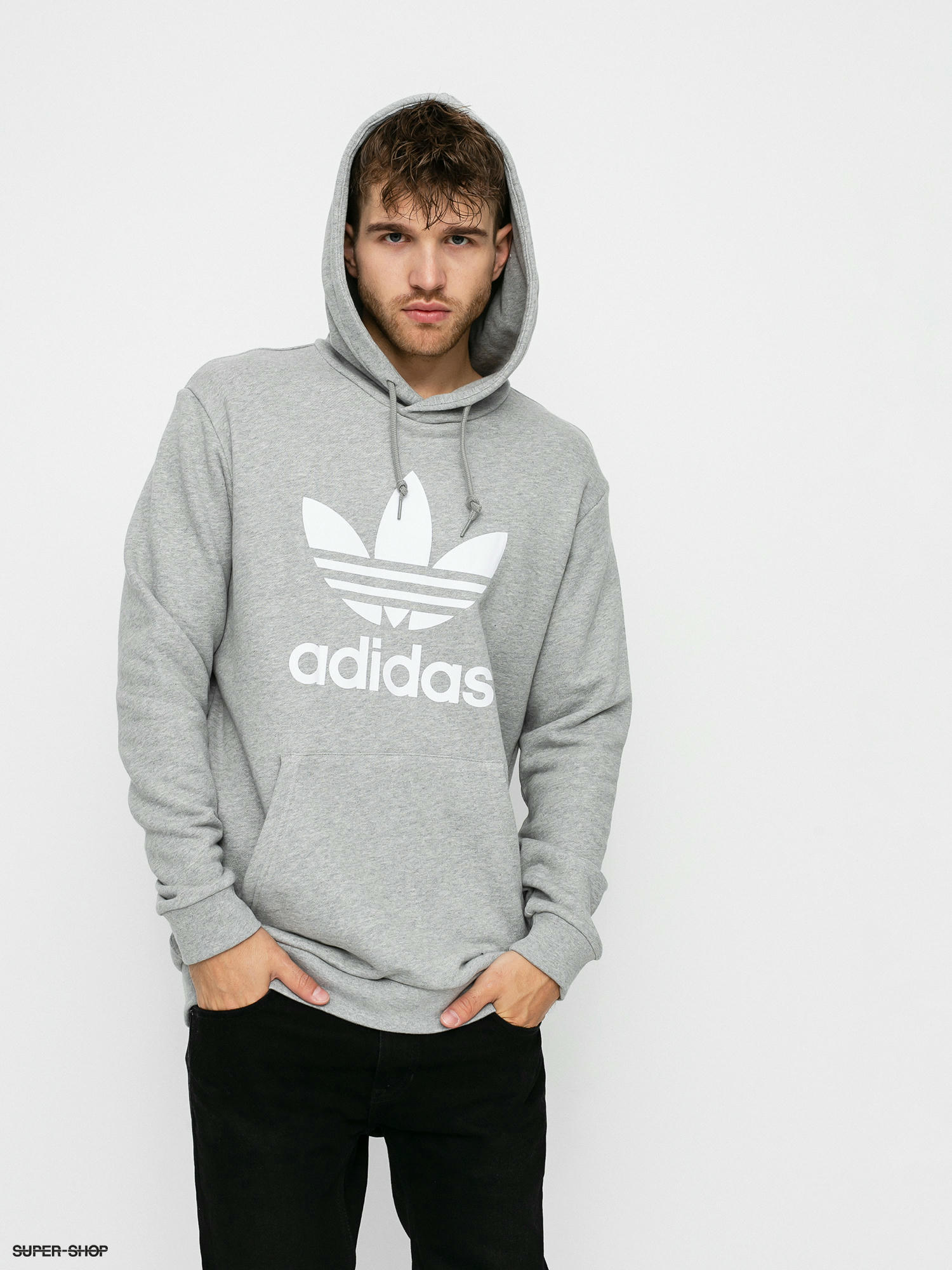 Adidas trefoil outlet white hoodie