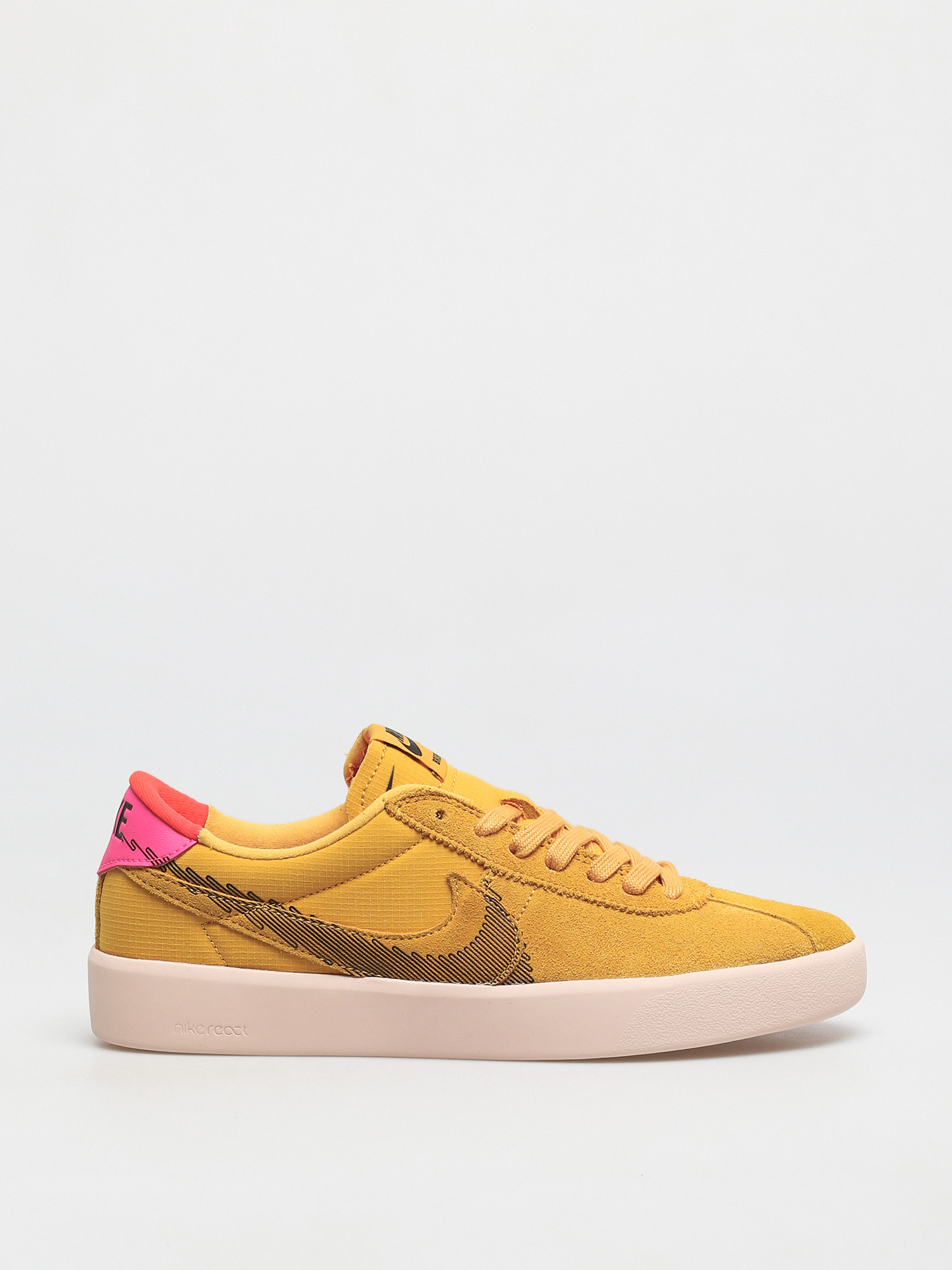 Nike SB Bruin React T Shoes yellow pollen black pale coral