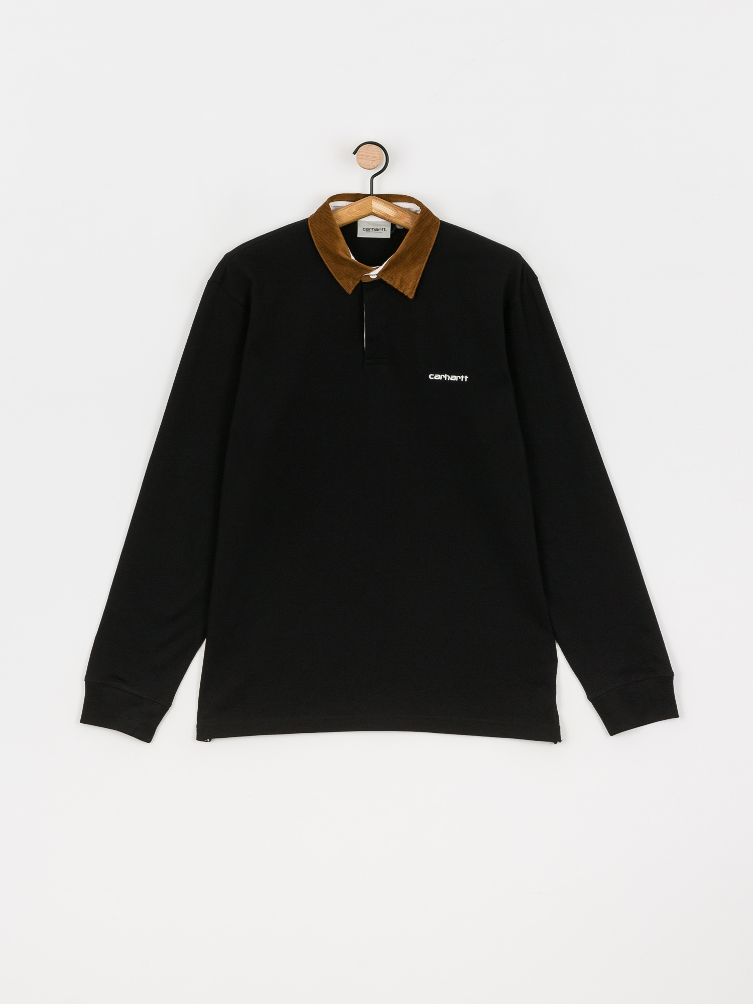 Carhartt WIP Cord Rugby Polo shirt (black/h brown/white)