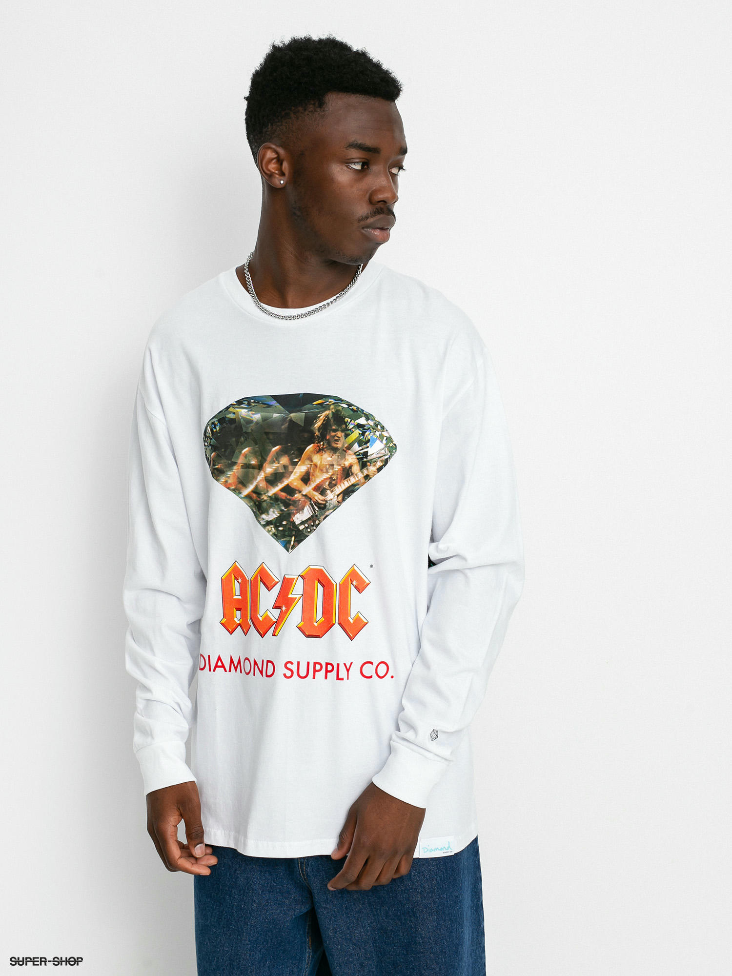 at retfærdiggøre marmorering omhyggelig Diamond Supply Co. AC/DC Diamond Longsleeve (white)