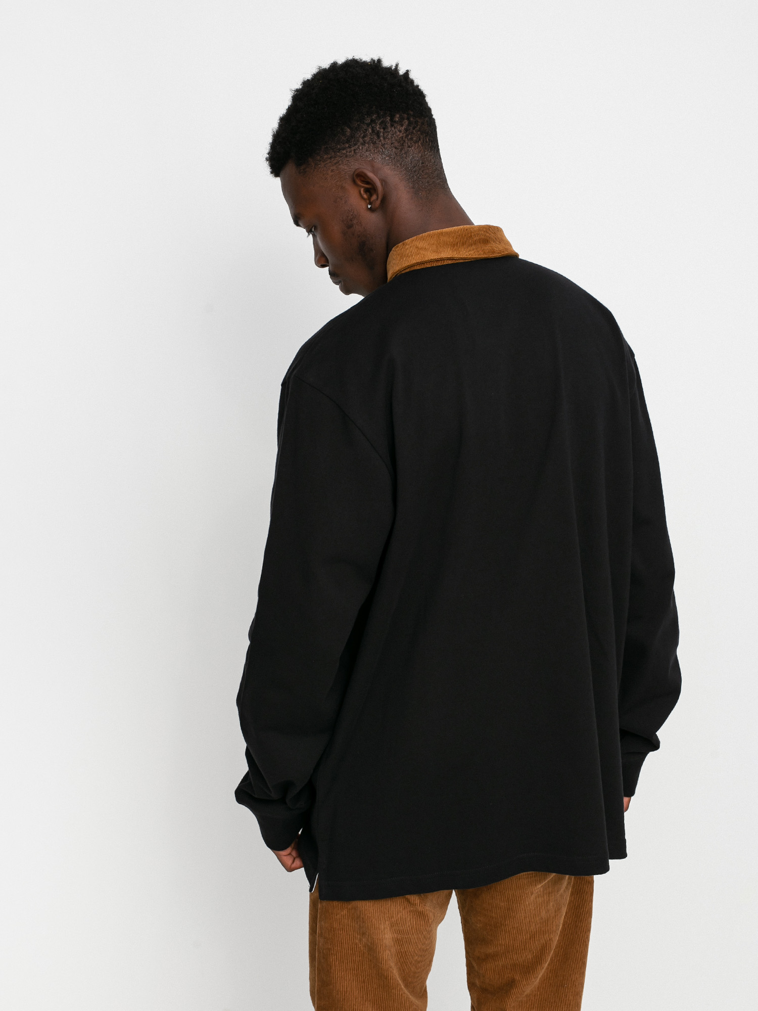 Carhartt WIP Cord Rugby Polo shirt (black/h brown/white)