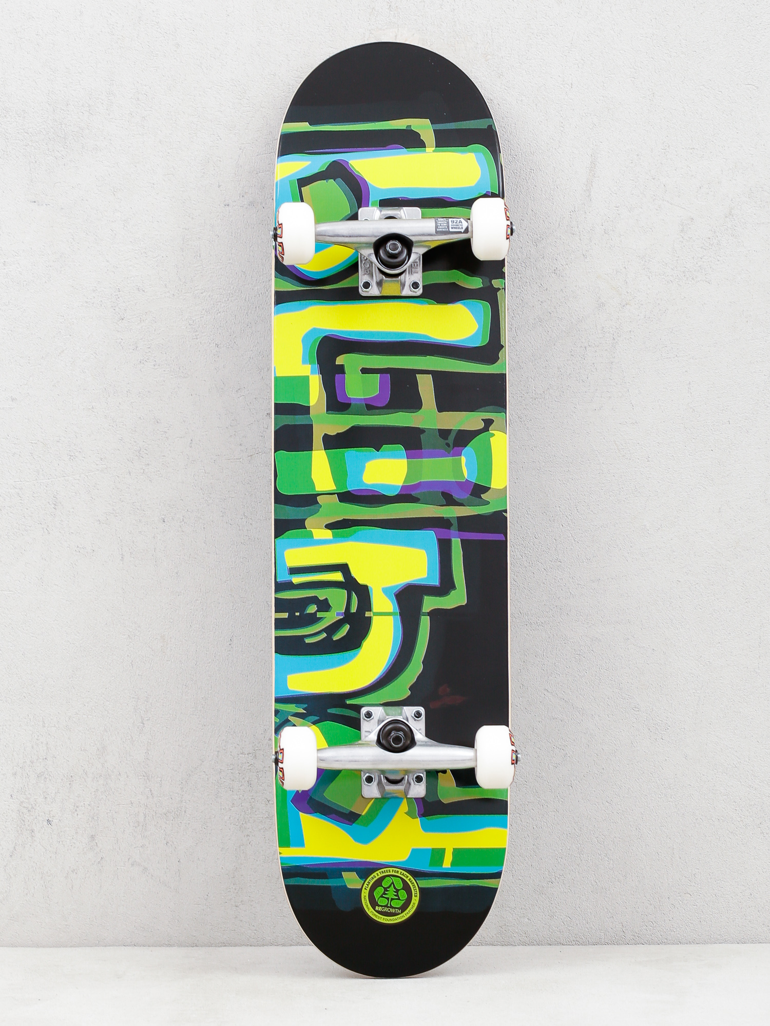 Blind Logo Glitch Skateboard (green/yellow)