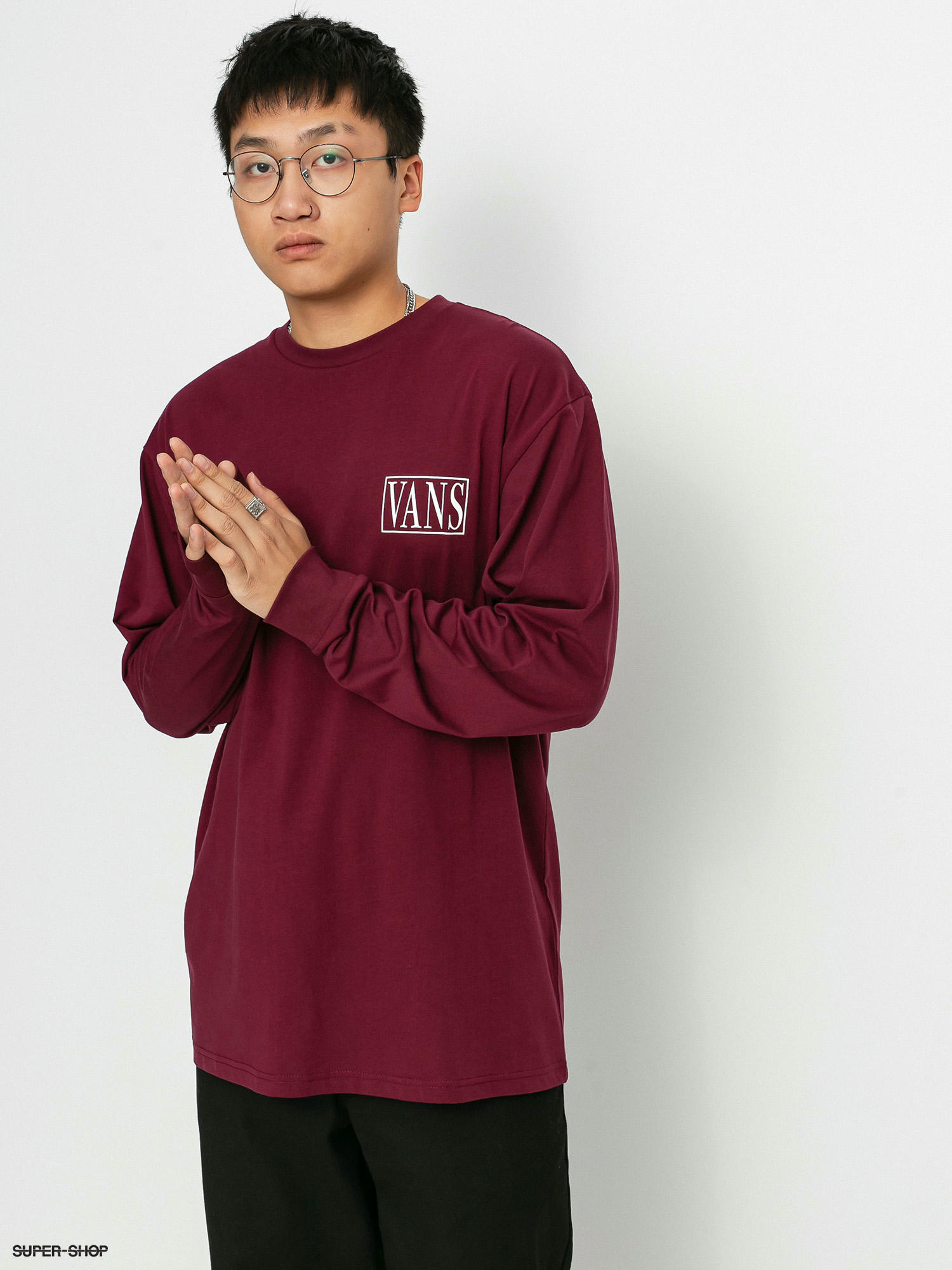 vans long sleeve burgundy