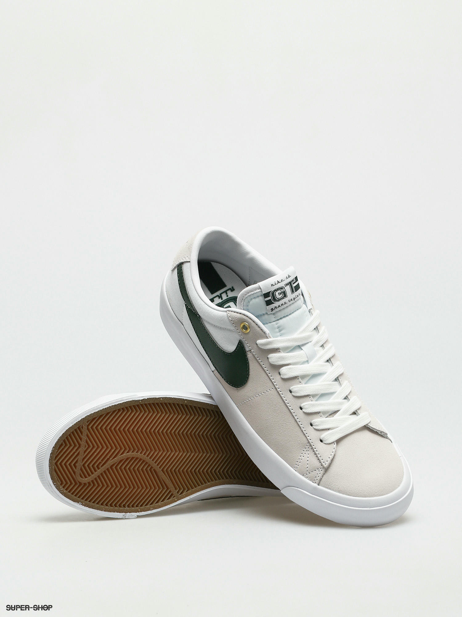 Nike Sb Zoom Blazer Low Pro Gt Shoes White Fir White Gum Light Brown