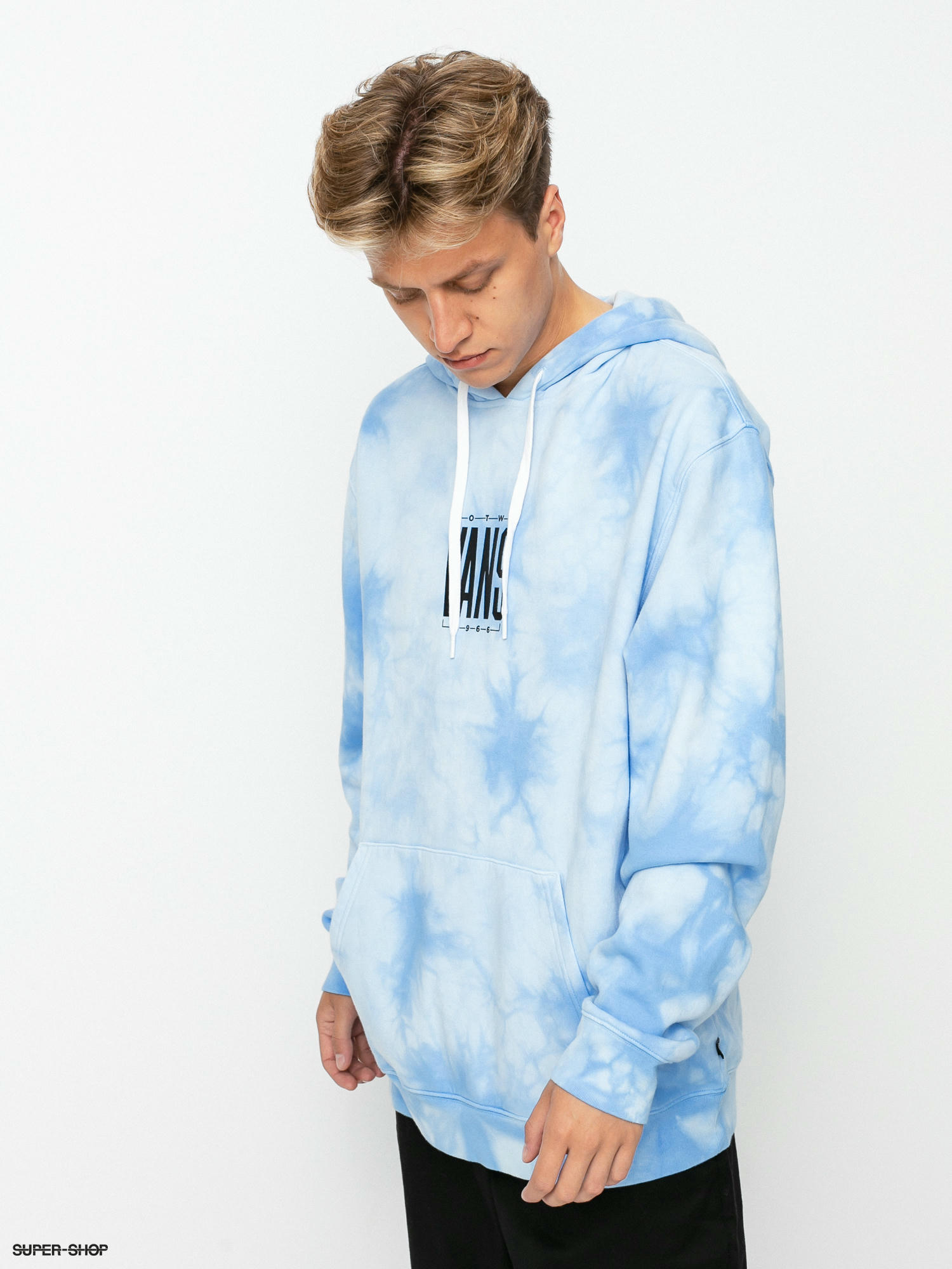 blue tie dye vans hoodie