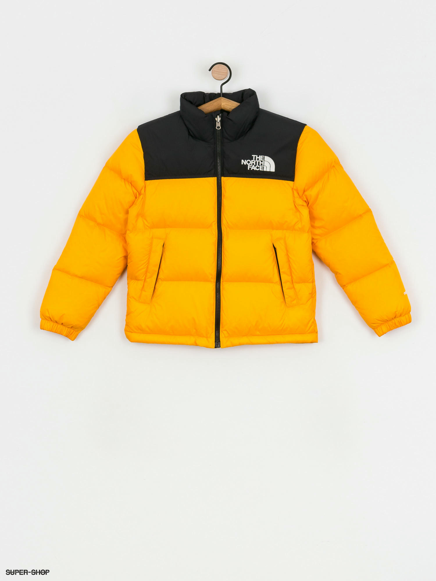 north face coat yellow and black