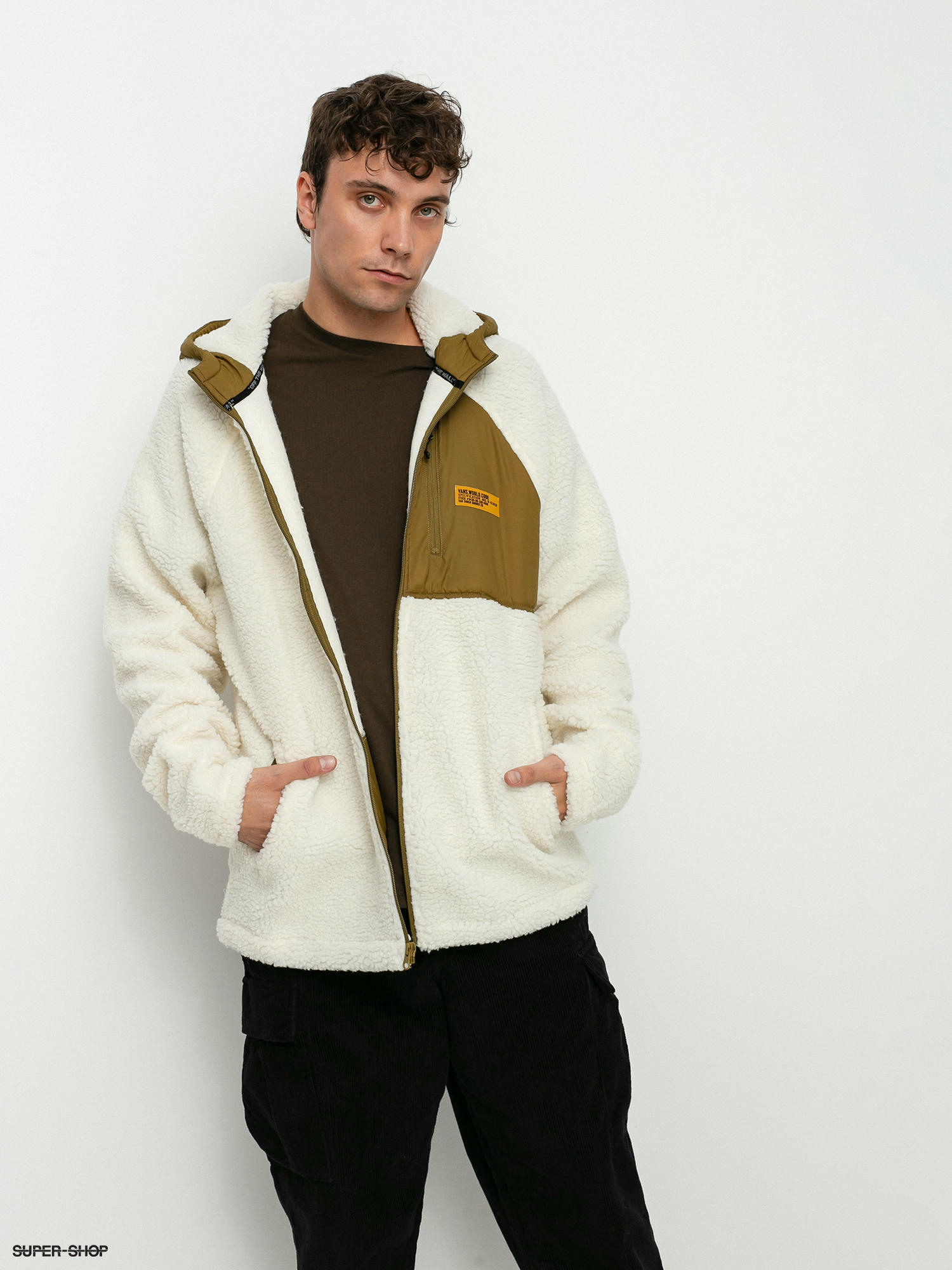 white sherpa jacket