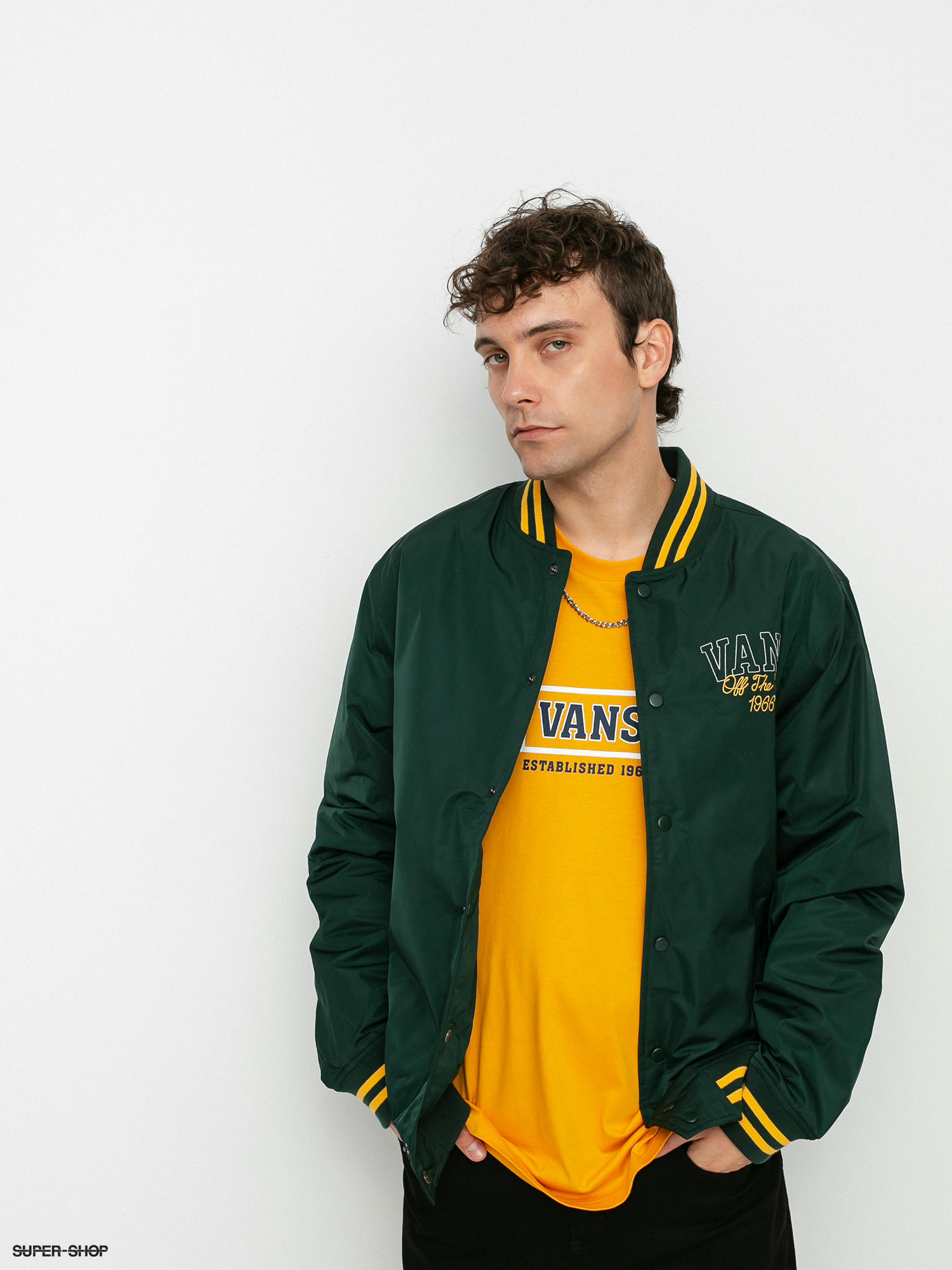 vans green varsity jacket