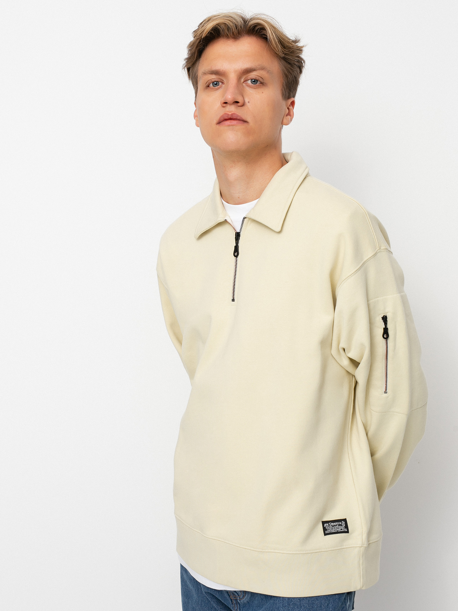 off white quarter zip