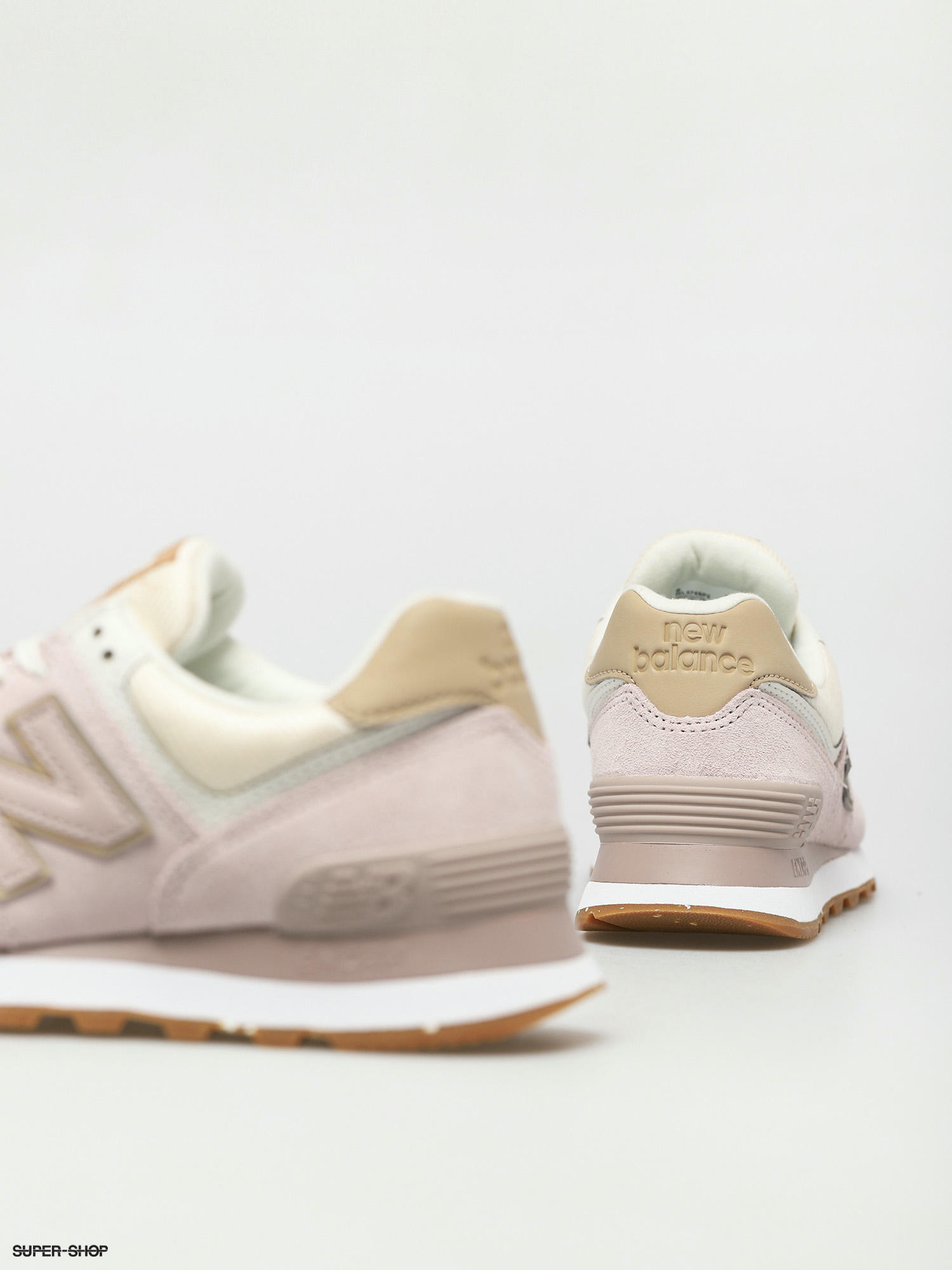 new balance 574 cream with pink