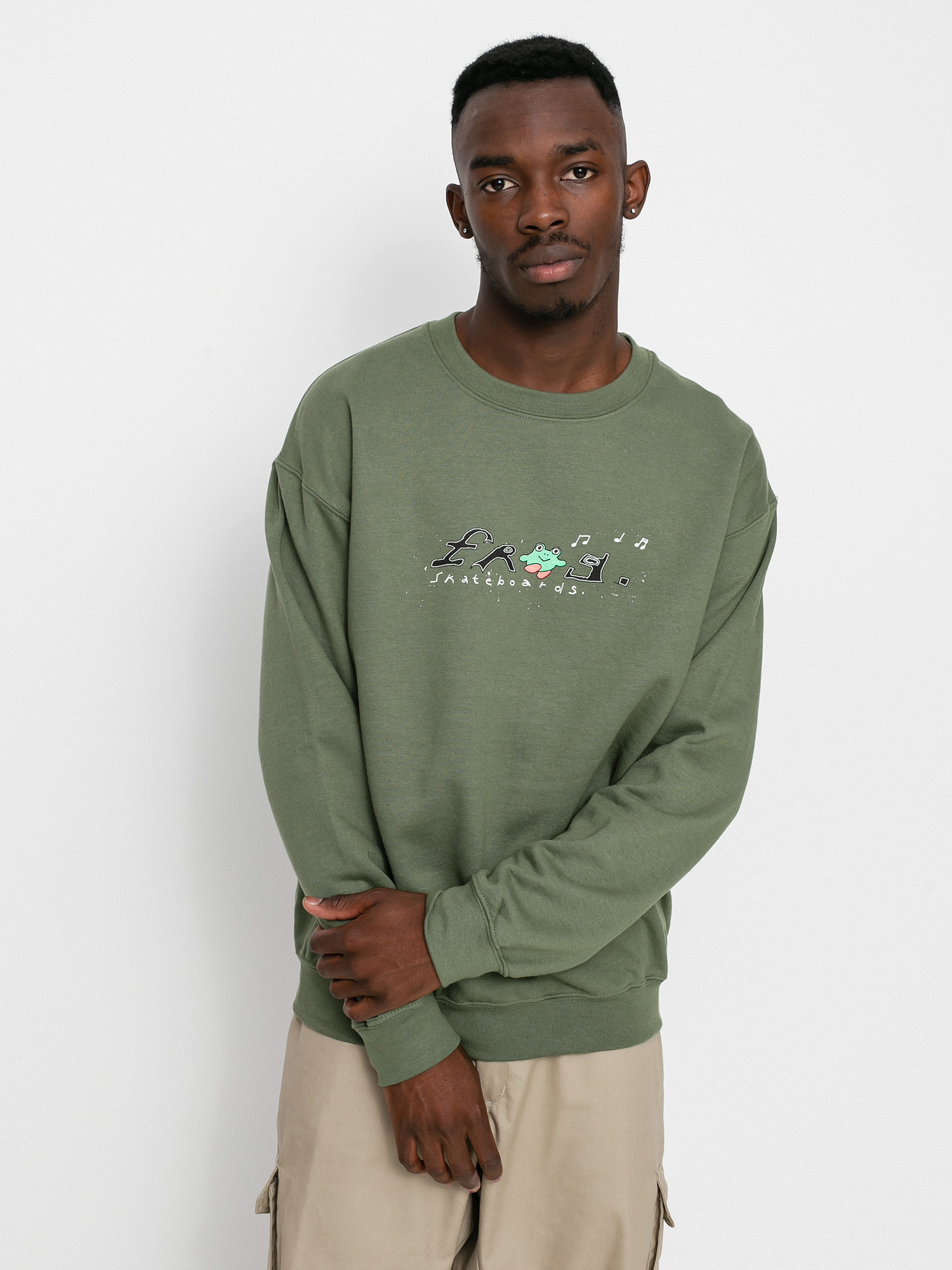 Frog Skateboards Happy Frog Sweatshirt olive green