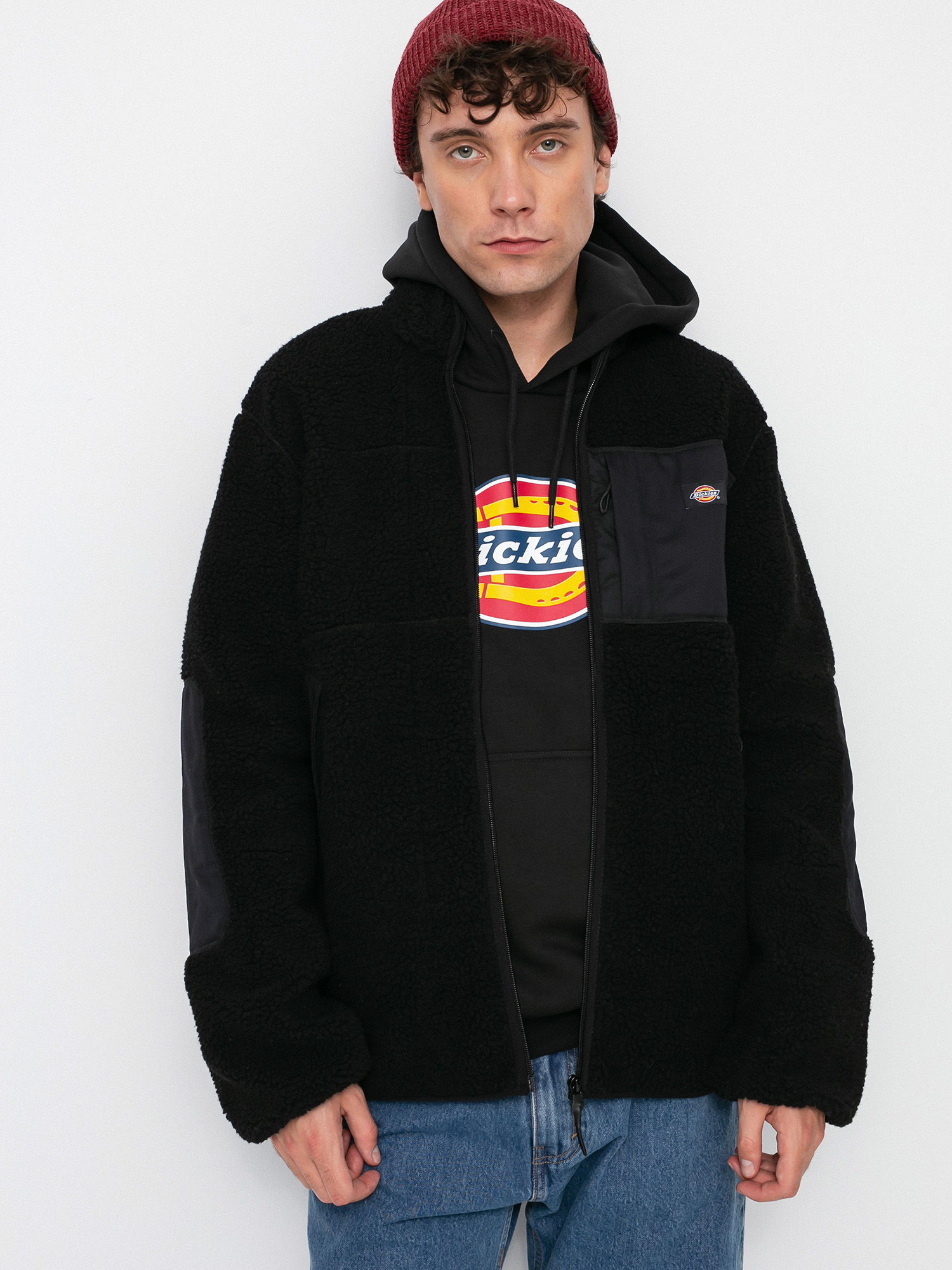 Herren Dickies Red Chute Sherpa Fleecejacke (black)