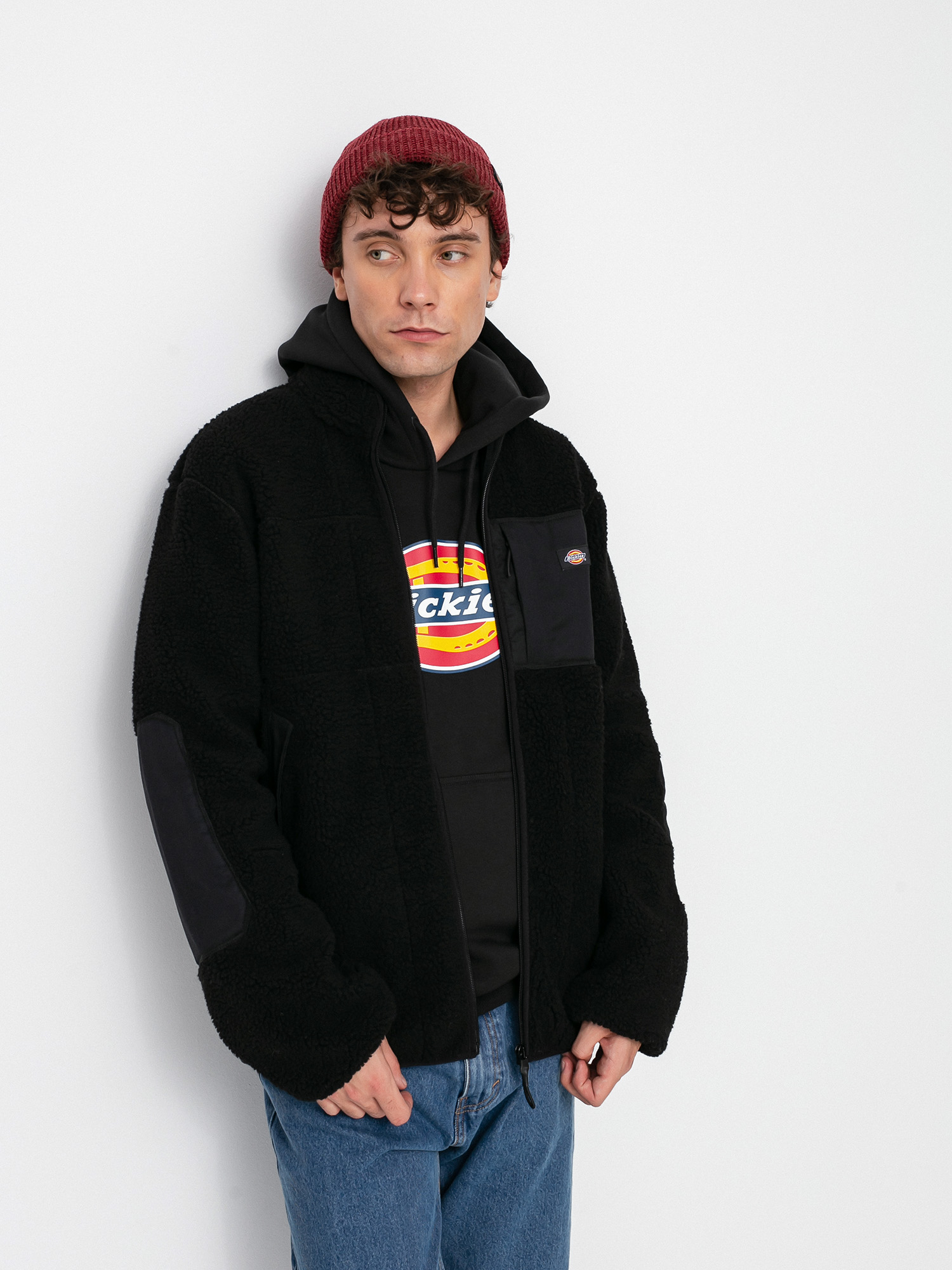 Herren Dickies Red Chute Sherpa Fleecejacke (black)