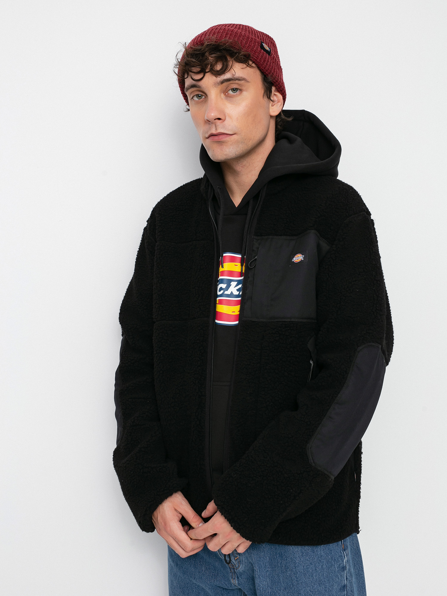 Herren Dickies Red Chute Sherpa Fleecejacke (black)