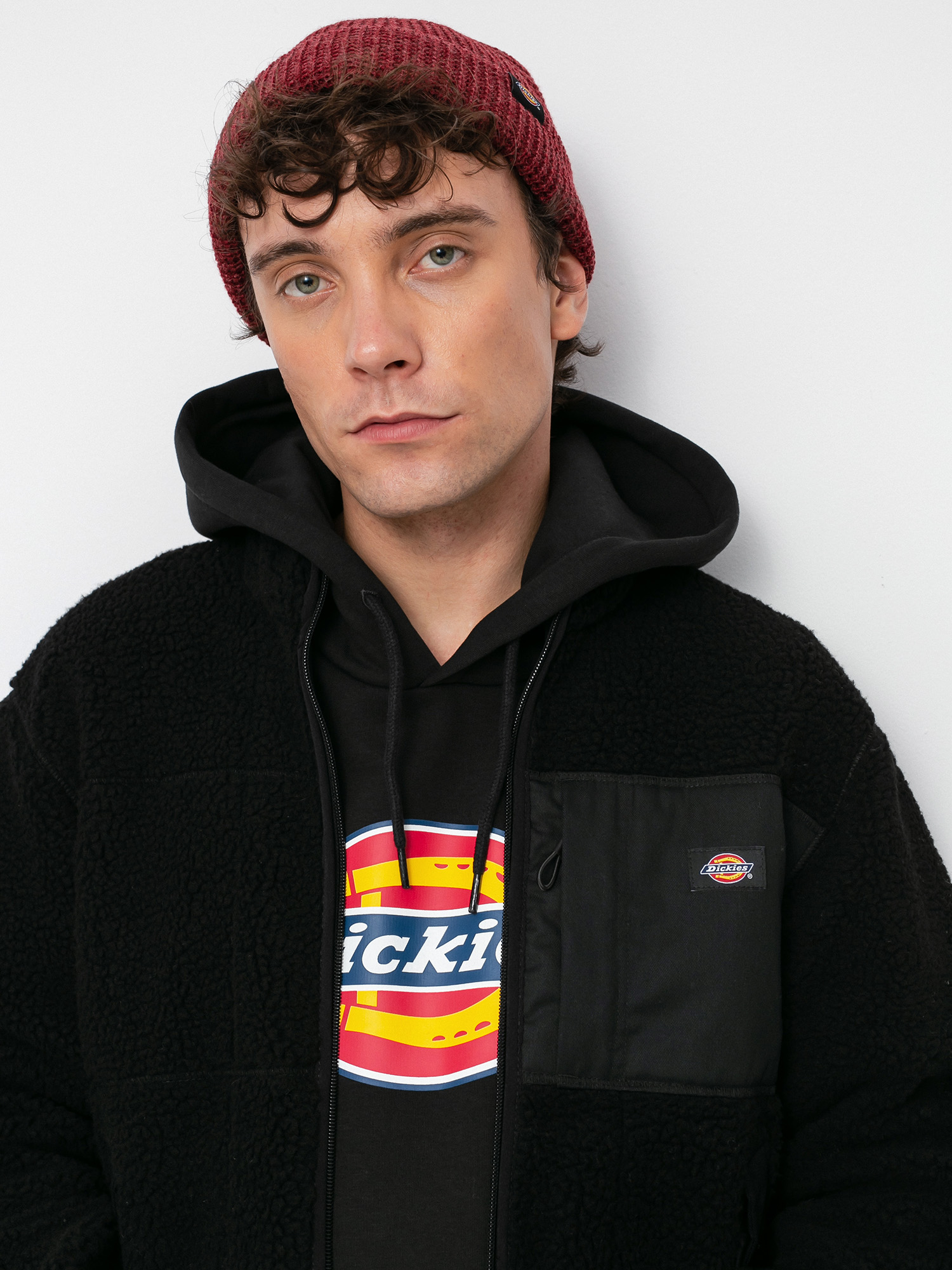 Herren Dickies Red Chute Sherpa Fleecejacke (black)