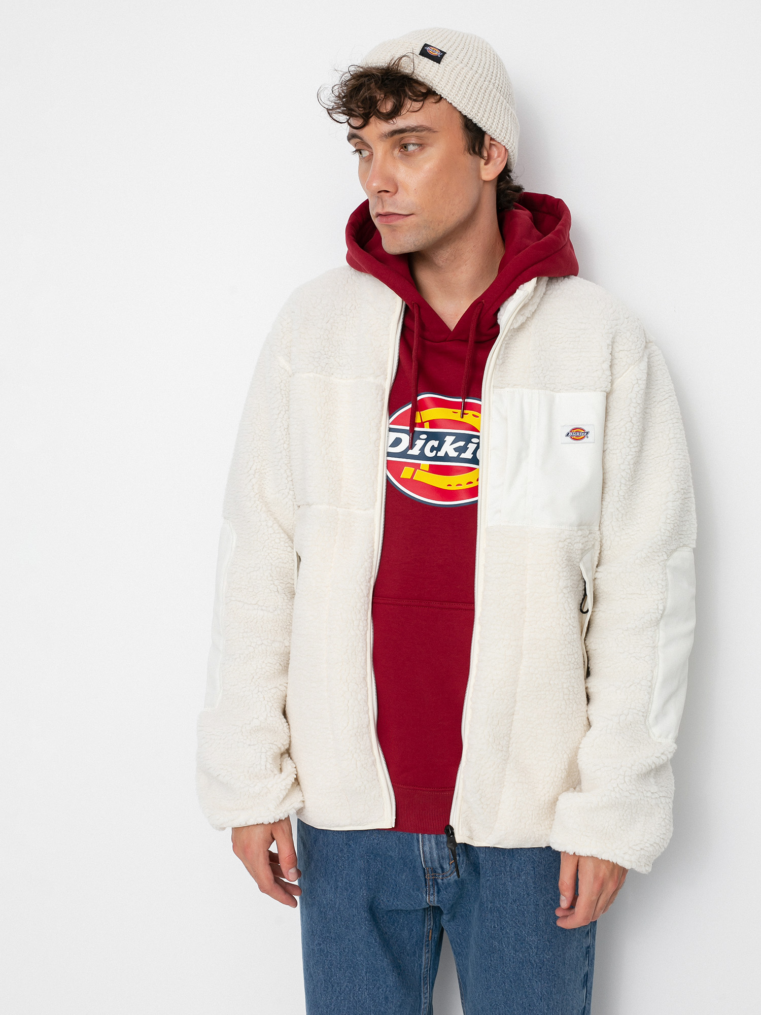 dickies red chute sherpa fleece