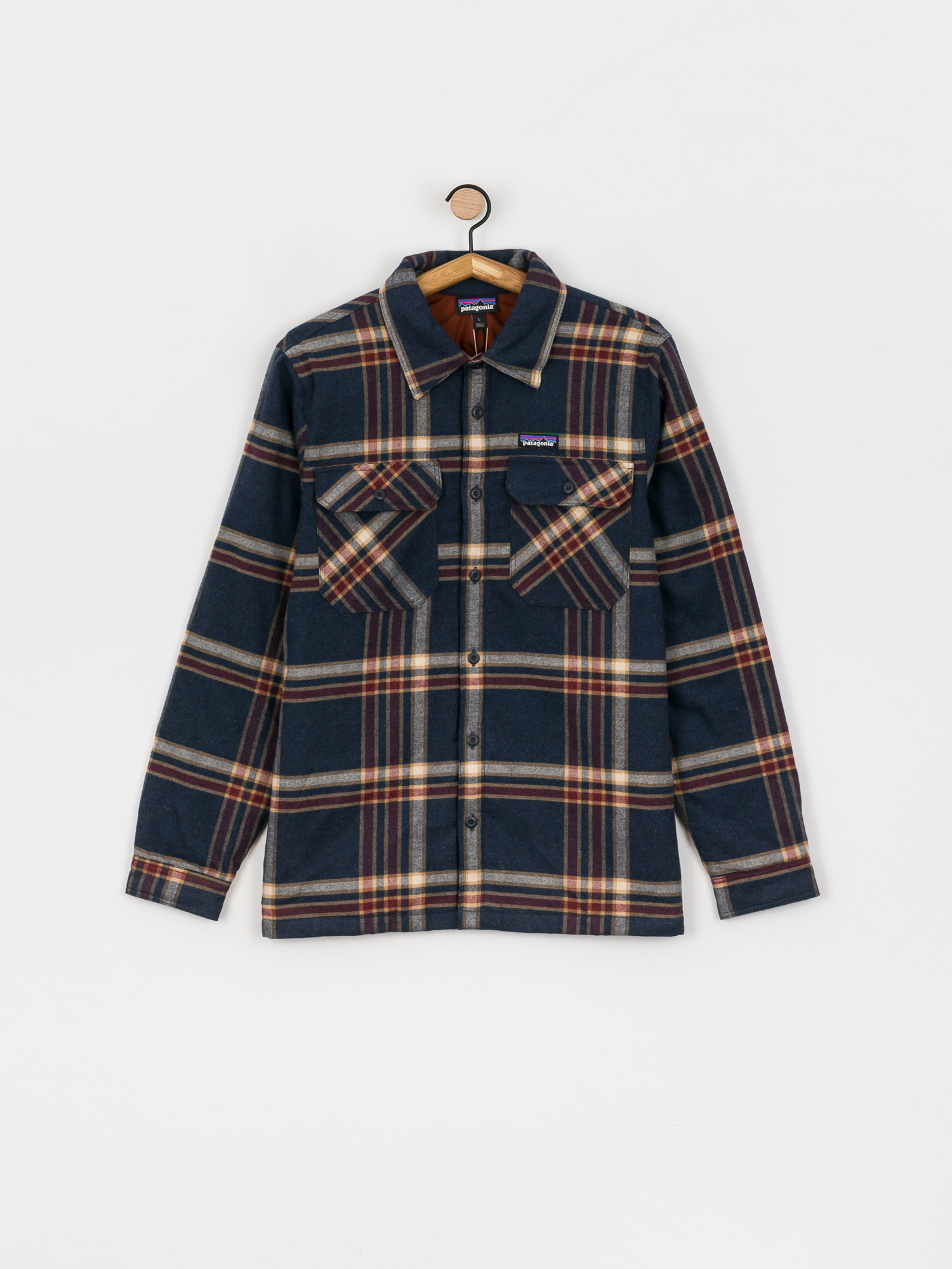 Patagonia Insulated Organic Cotton Fjord Flannel Jacket (growlers plaid/smolder blue)
