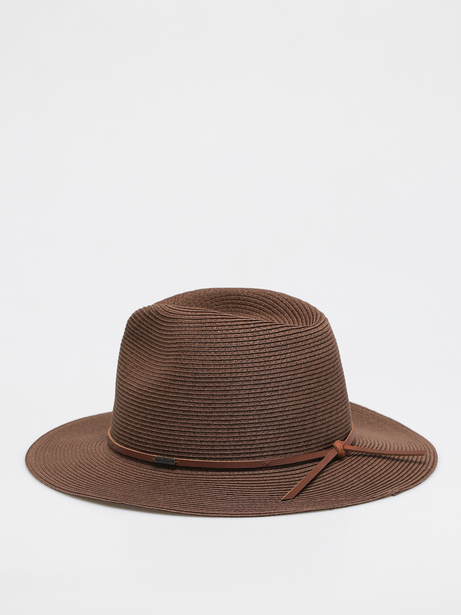 Brixton Wesley Straw Packable Fedora Hat (dark brown)
