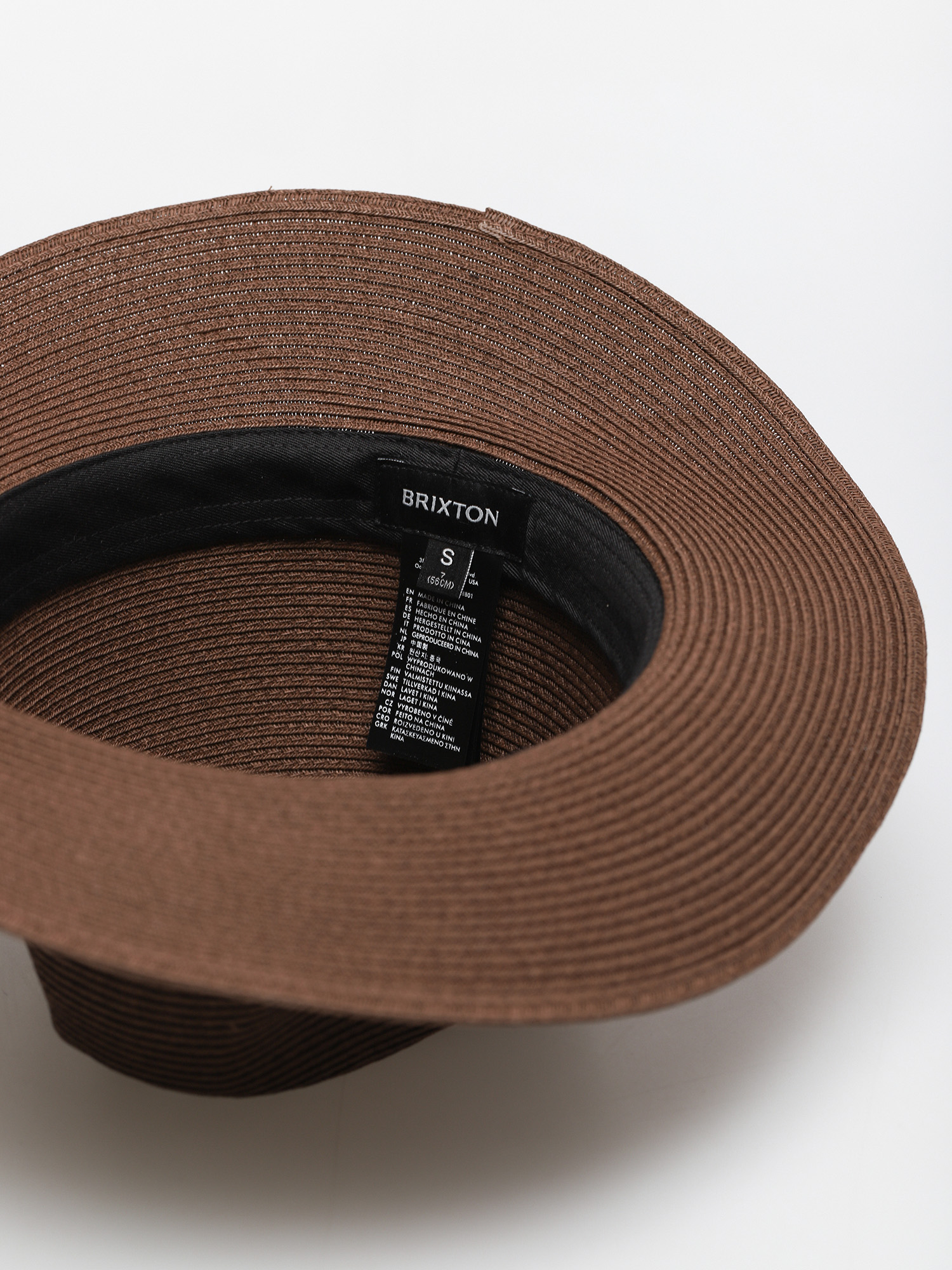 Brixton Wesley Straw Packable Fedora Hat (dark brown)
